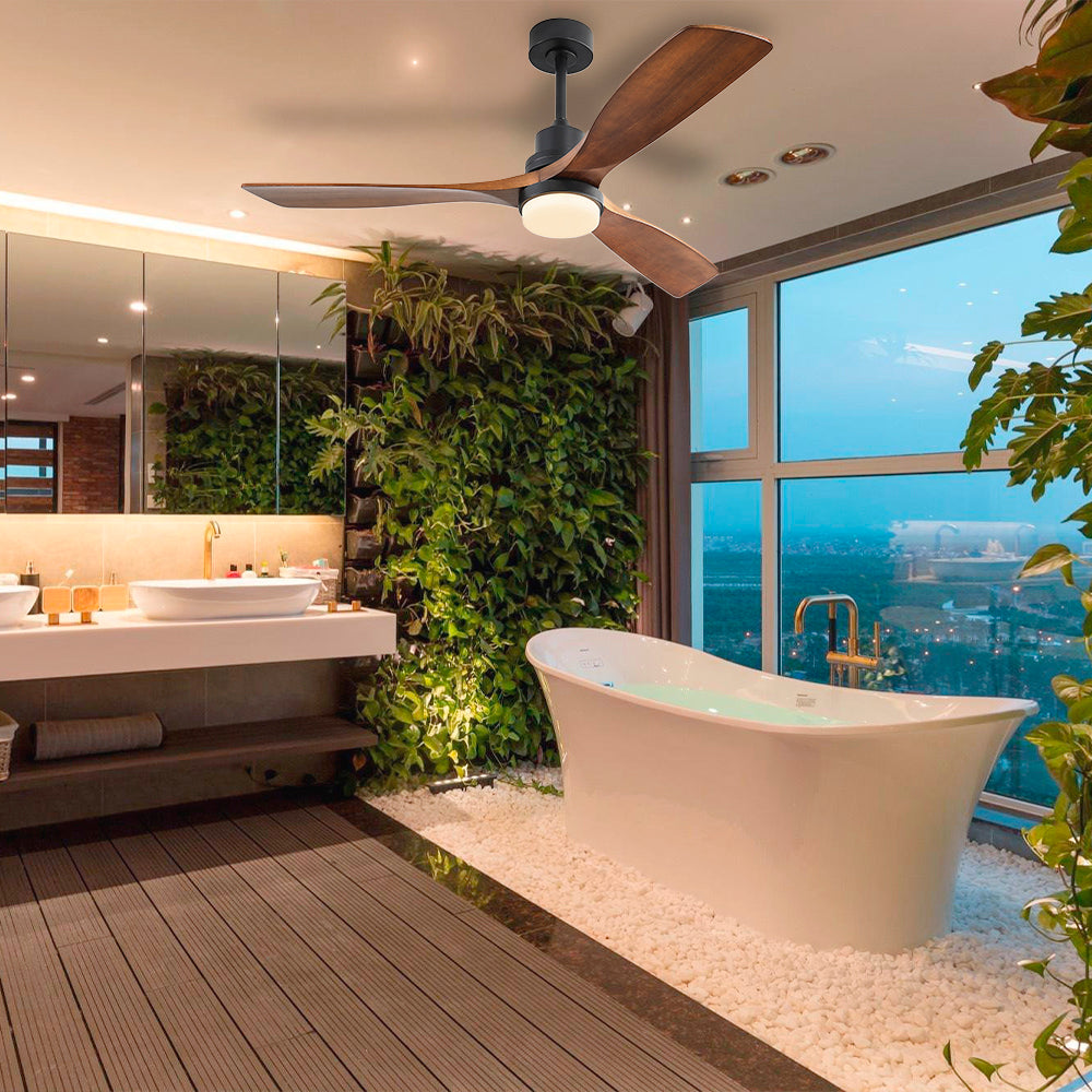 52″ Matt Black Ceiling Fan With Light