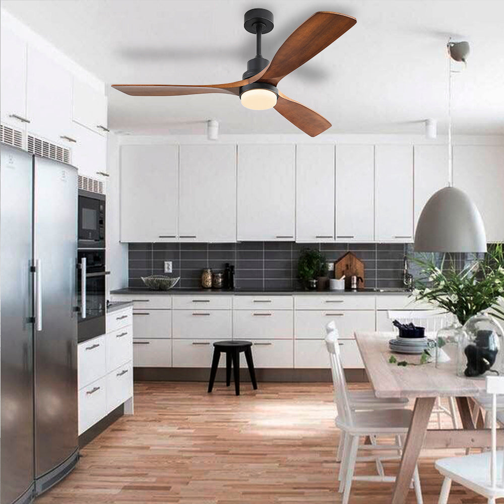 52″ Matt Black Ceiling Fan With Light