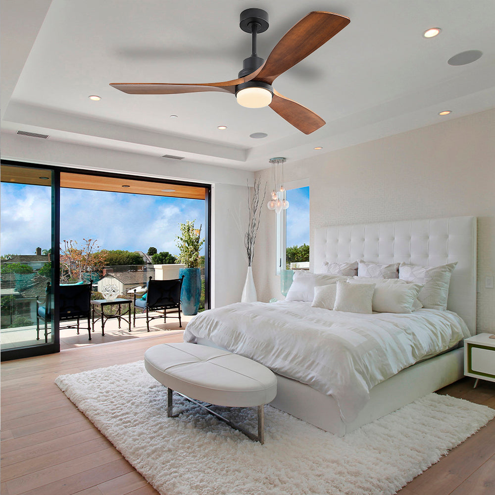 52″ Matt Black Ceiling Fan With Light