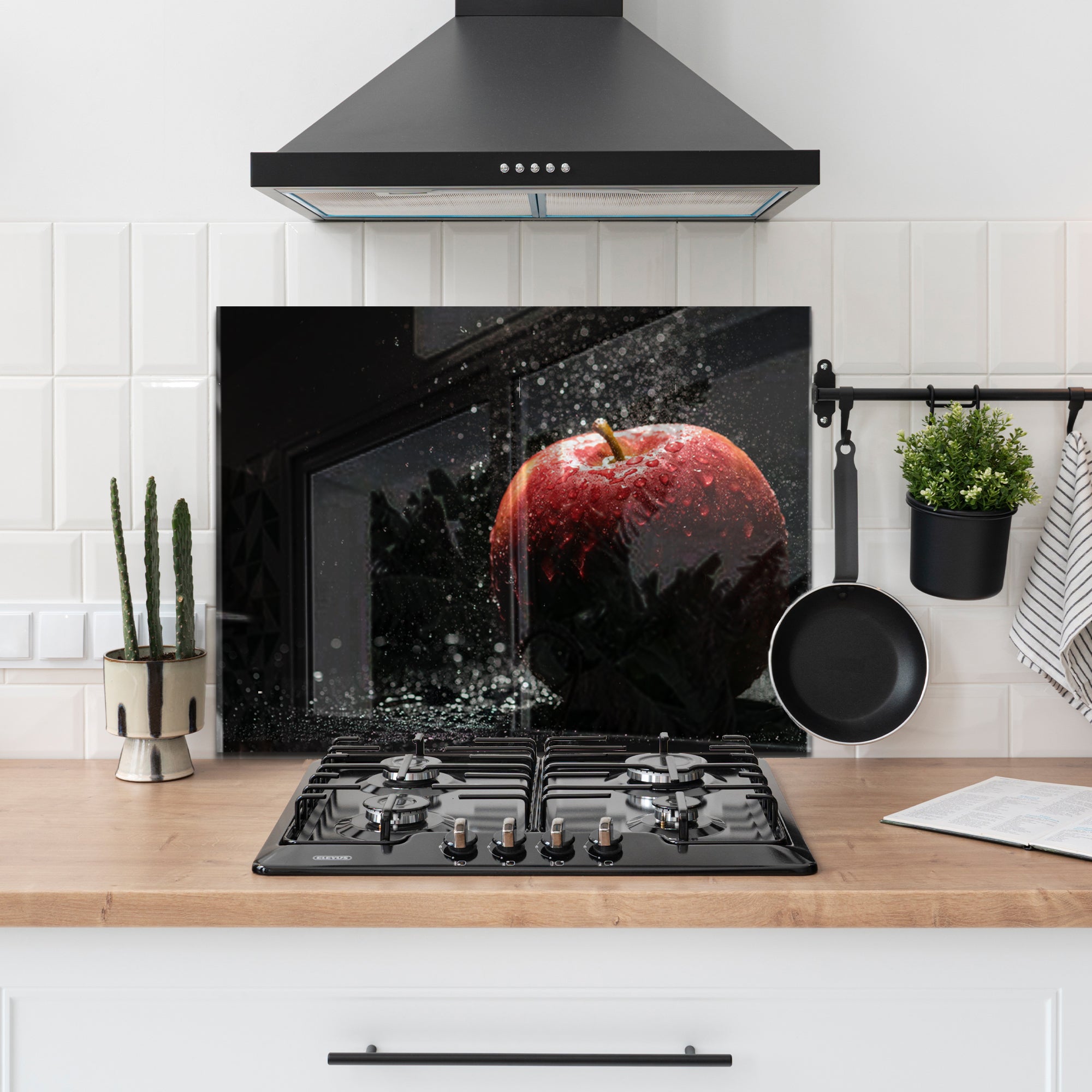 Red Apple Tempered Glass Backsplash – Fresh Fruit Kitchen Splash Panel