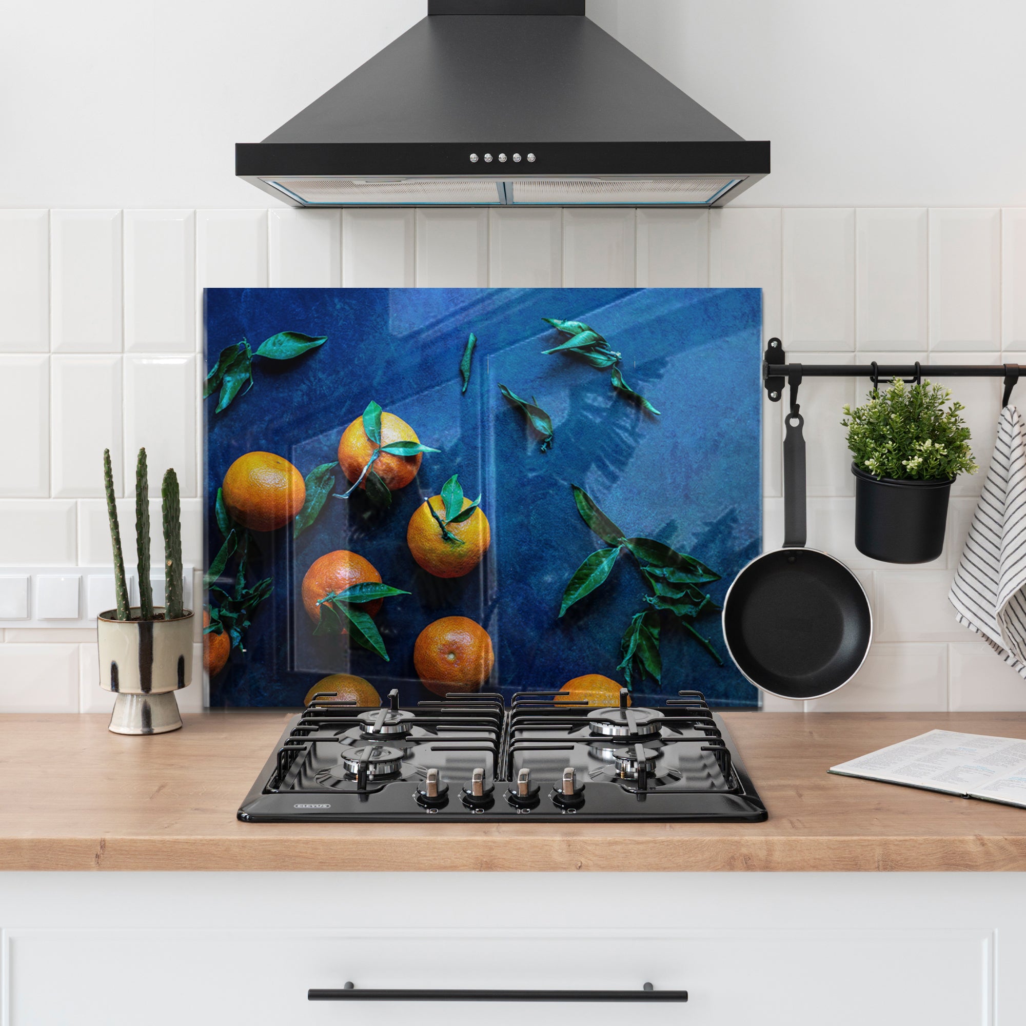 Tangerine Kitchen Tempered Glass Backsplash – Citrus Fruit Wall Panel