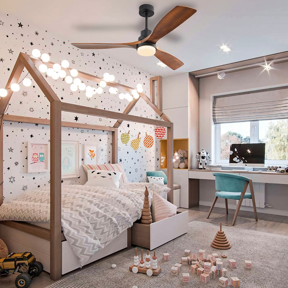 52″ Matt Black Ceiling Fan With Light