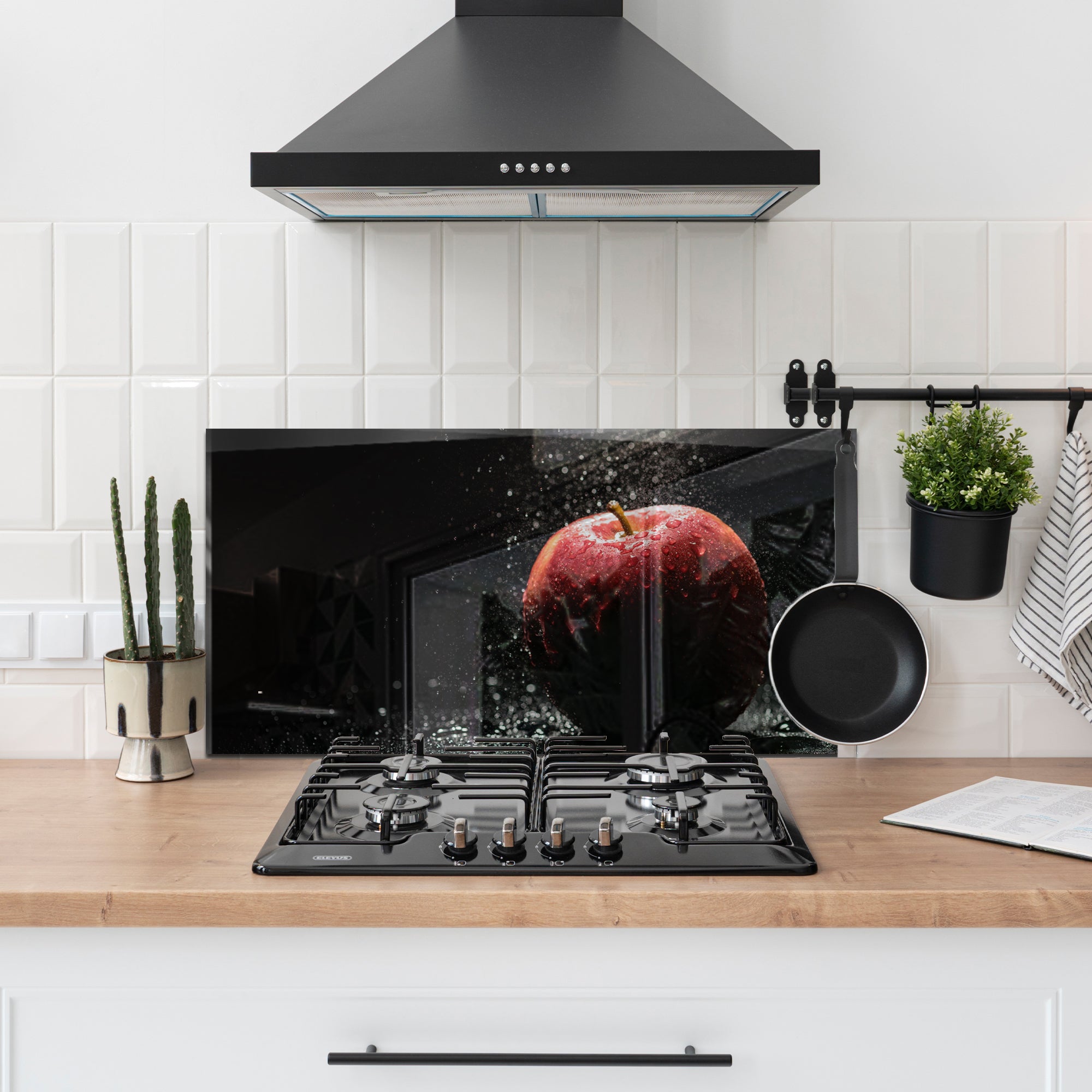 Red Apple Tempered Glass Backsplash – Fresh Fruit Kitchen Splash Panel