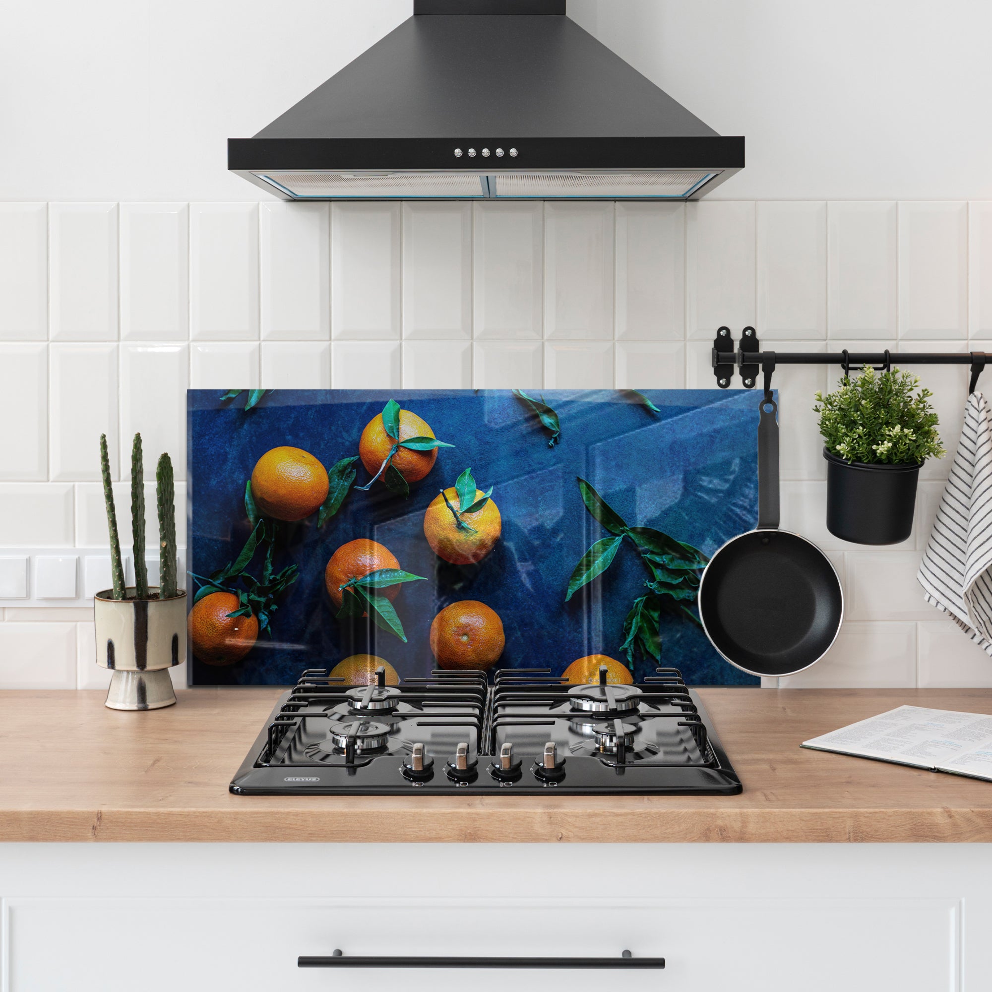 Tangerine Kitchen Tempered Glass Backsplash – Citrus Fruit Wall Panel