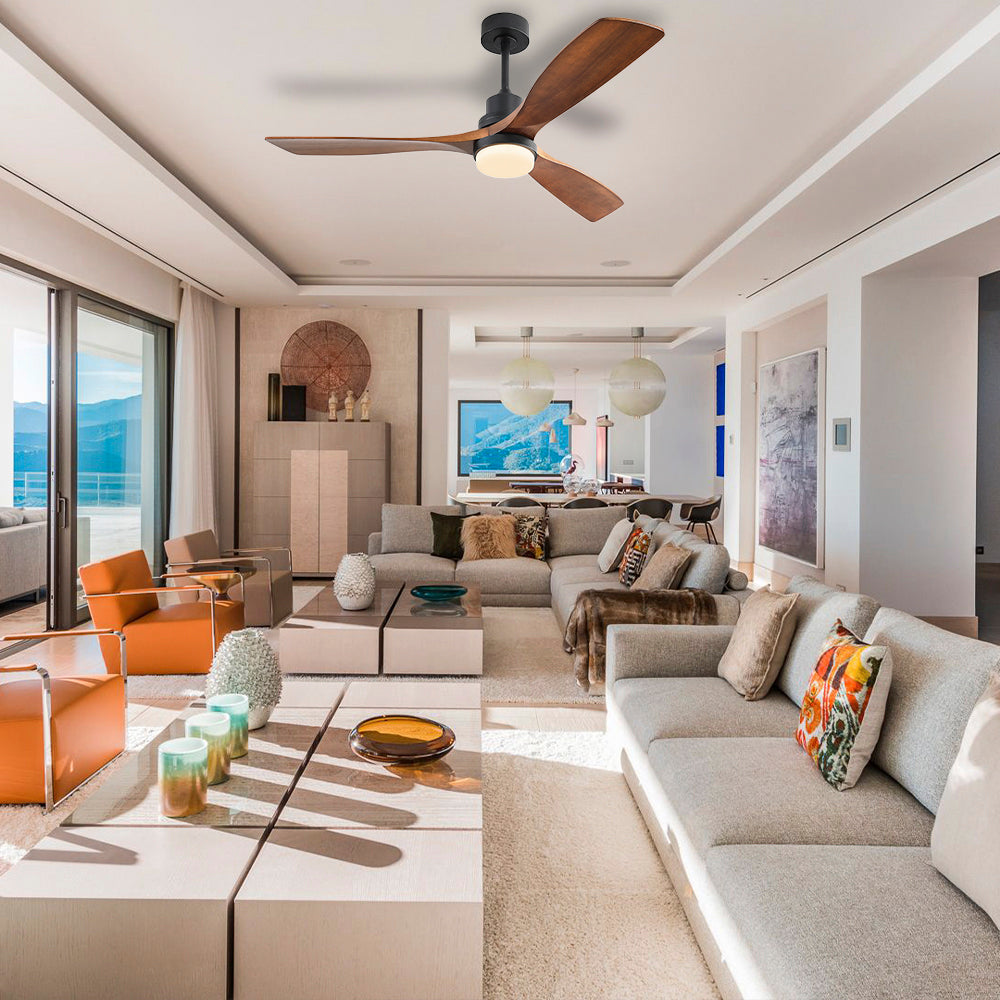 52″ Matt Black Ceiling Fan With Light