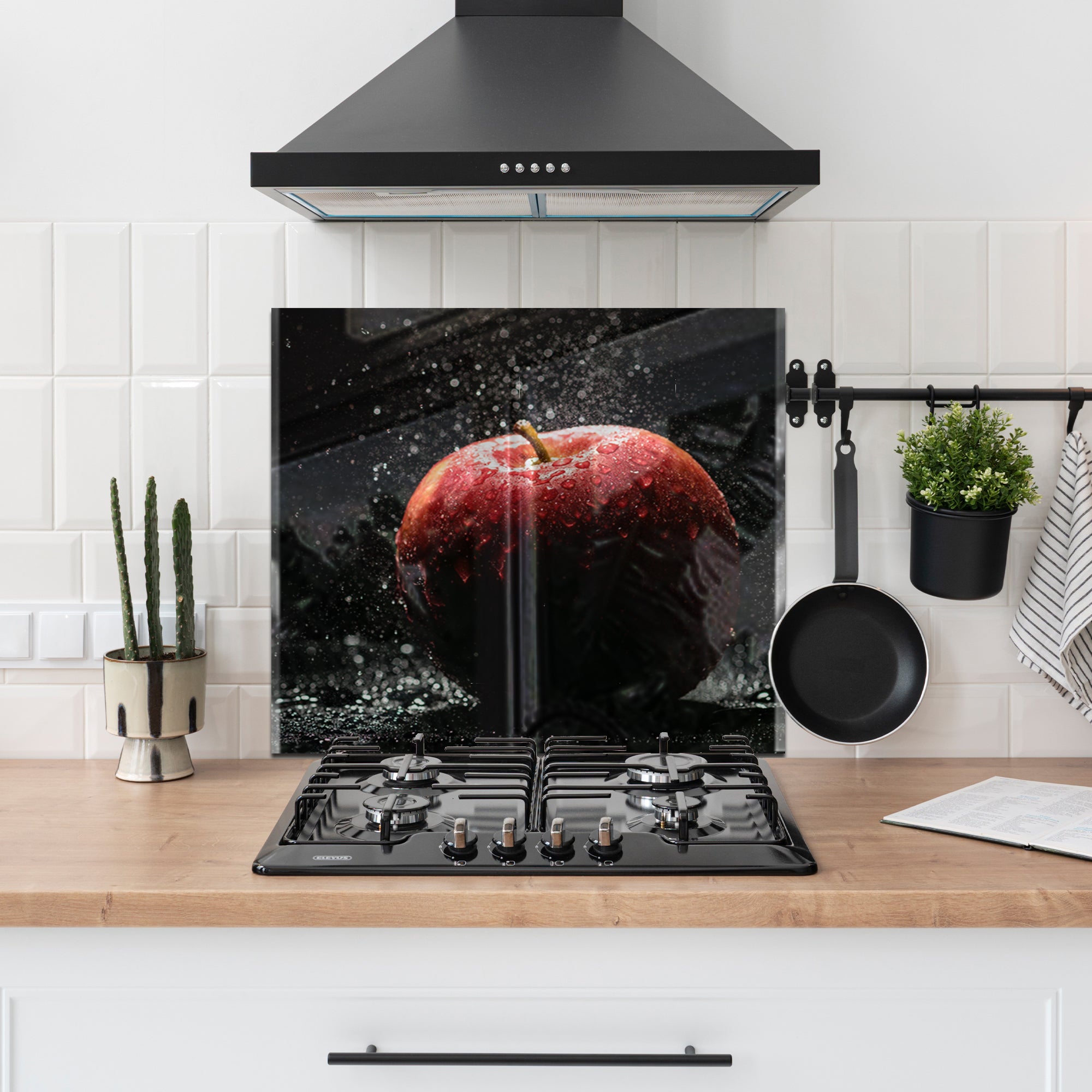 Red Apple Tempered Glass Backsplash – Fresh Fruit Kitchen Splash Panel