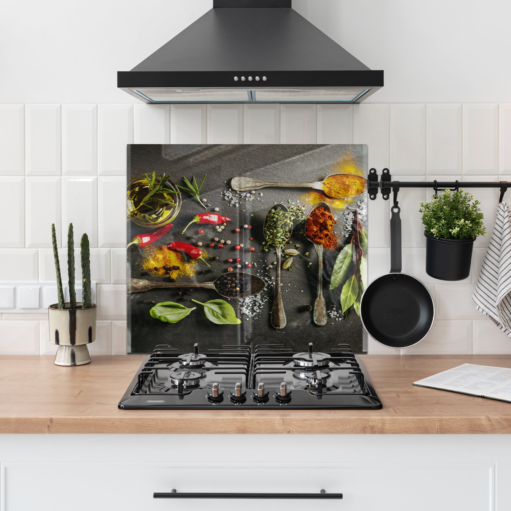 Spices & Herbs Tempered Glass Backsplash – Gourmet Kitchen Wall Panel