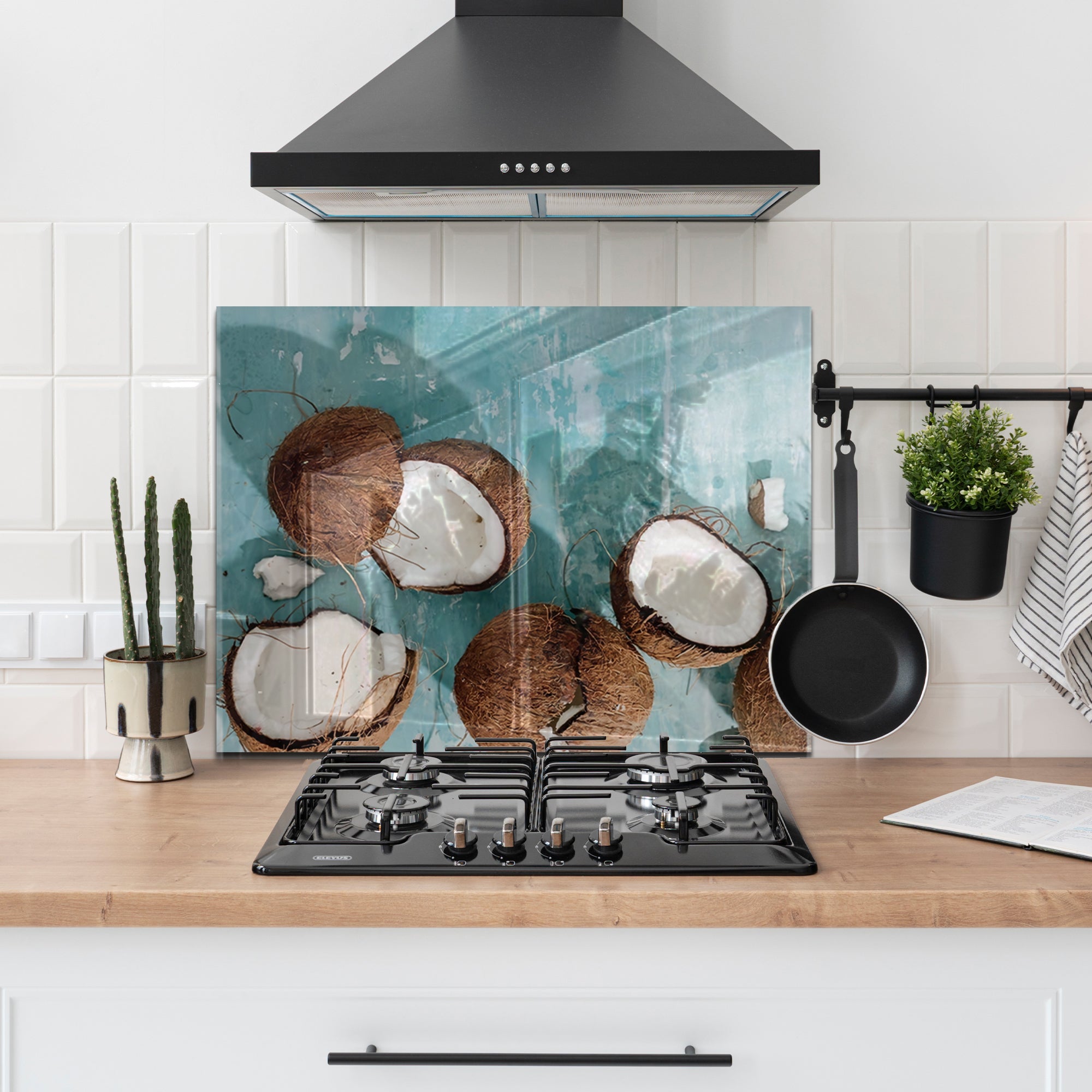 Coconut Beach Tempered Glass Backsplash – Tropical Kitchen Wall Panel