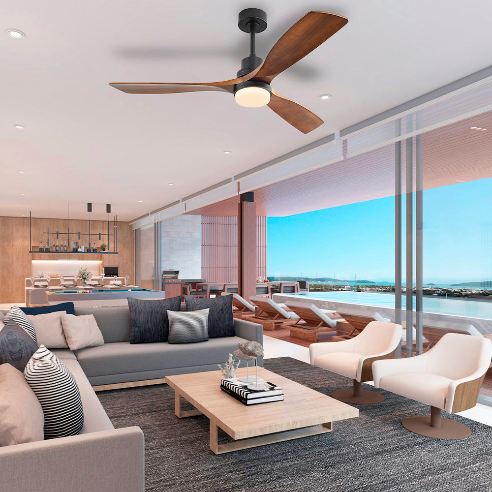 52″ Matt Black Ceiling Fan With Light