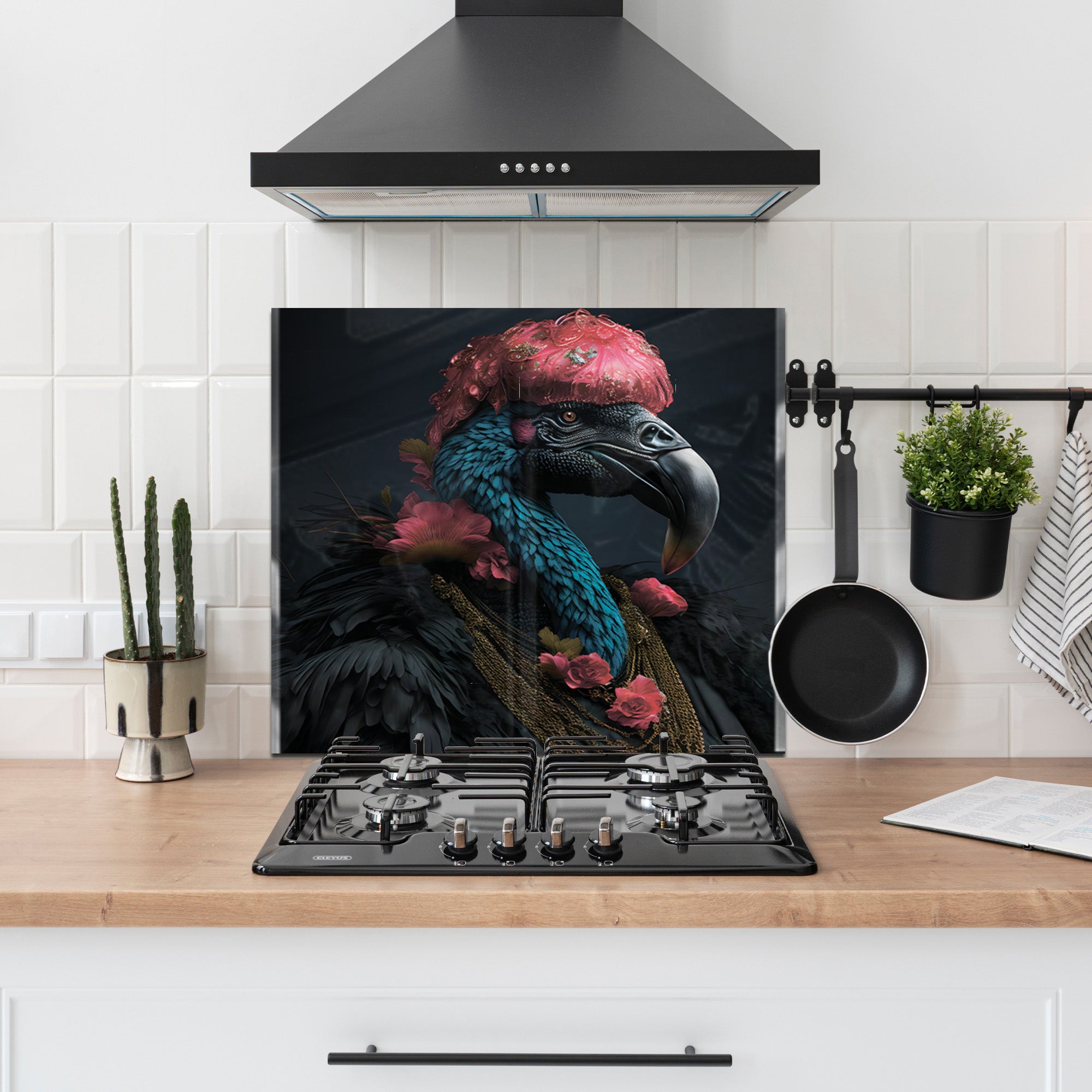 Royal Parrot Glass Backsplash – Bold Exotic Bird Kitchen Panel