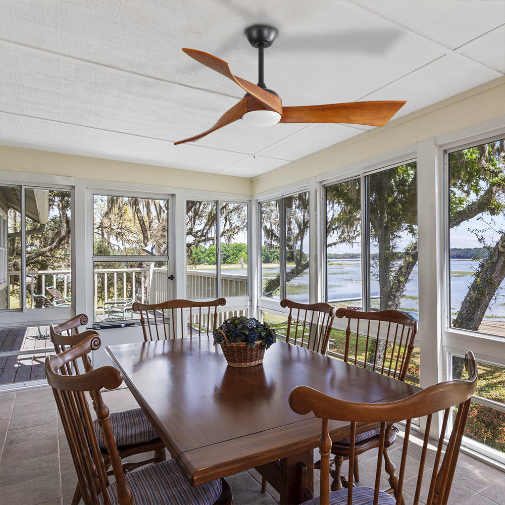 52″ Irregular Wood Ceiling Fan With Light