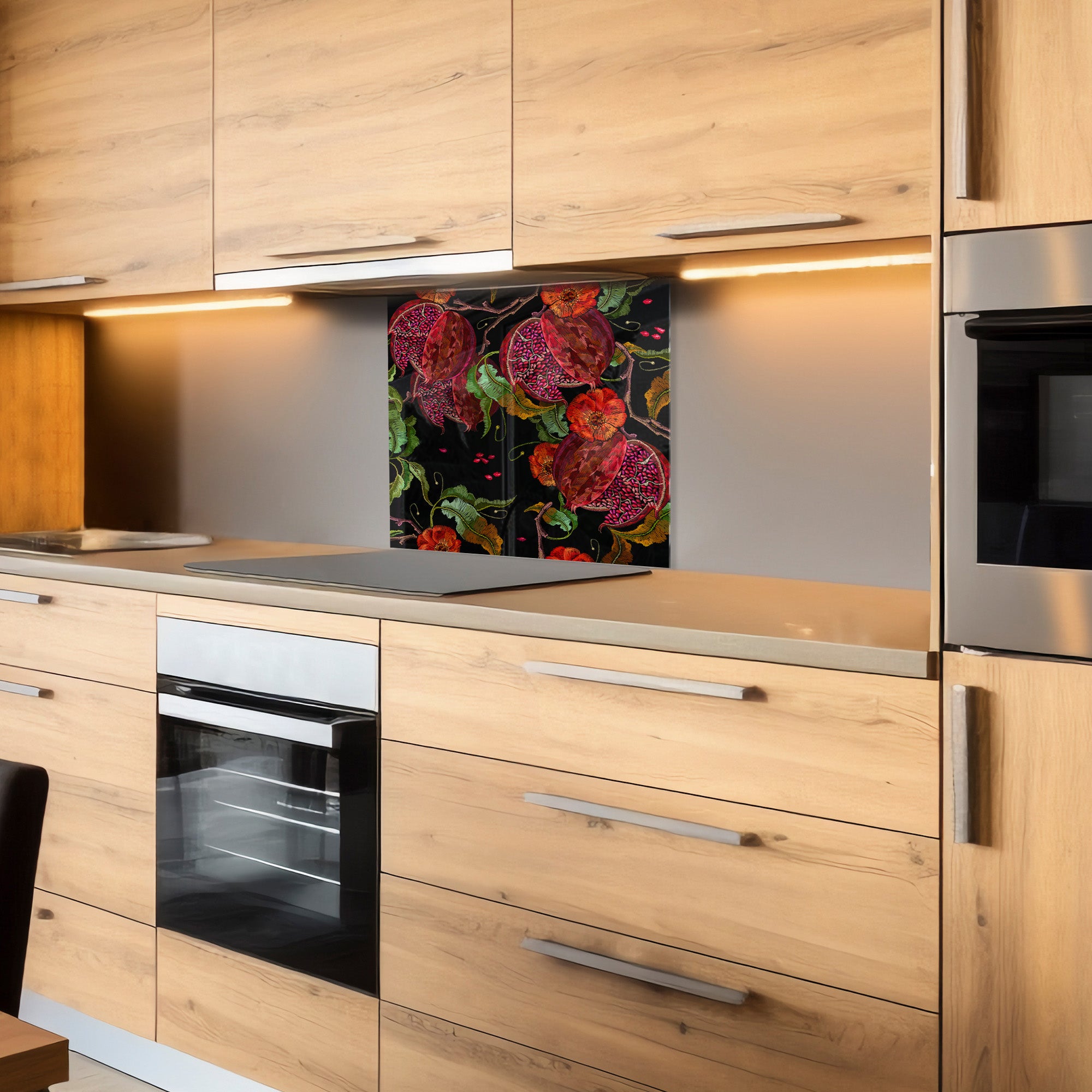 Pomegranate Tempered Glass Backsplash – Exotic Fruit Kitchen Panel