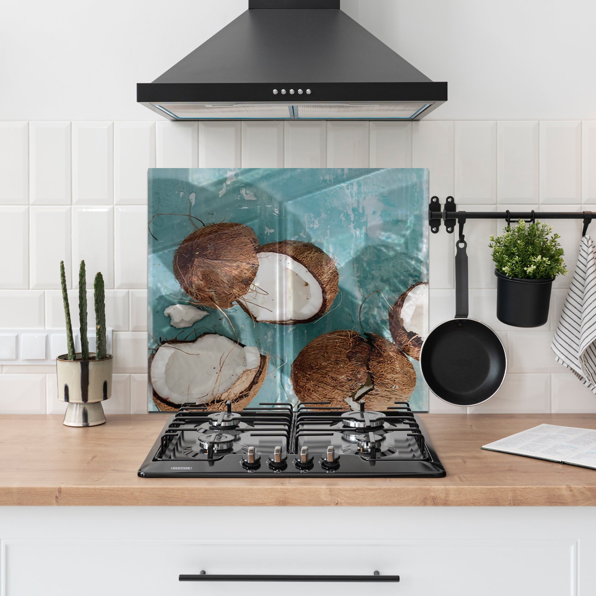 Coconut Beach Tempered Glass Backsplash – Tropical Kitchen Wall Panel