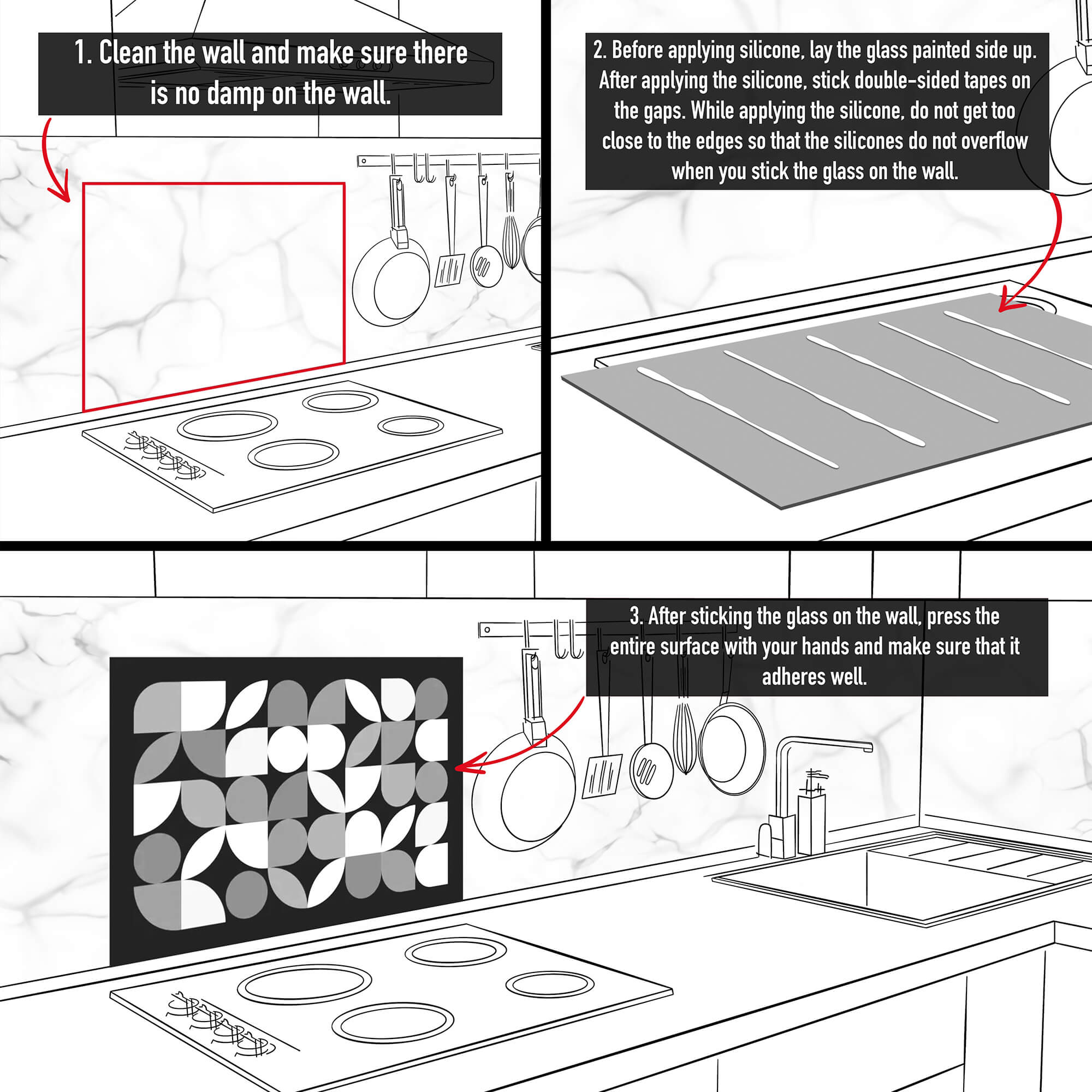 Feather Burst Tempered Glass Backsplash – Colorful Kitchen Art Panel