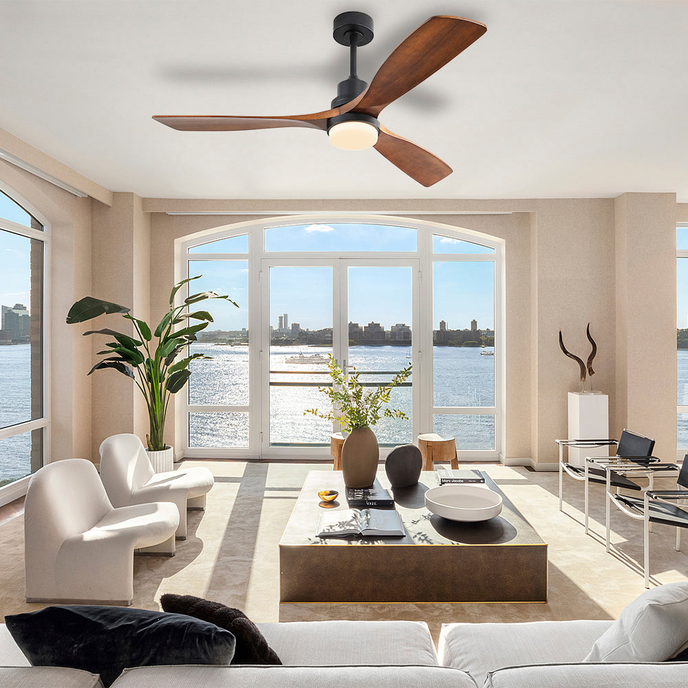 52″ Matt Black Ceiling Fan With Light