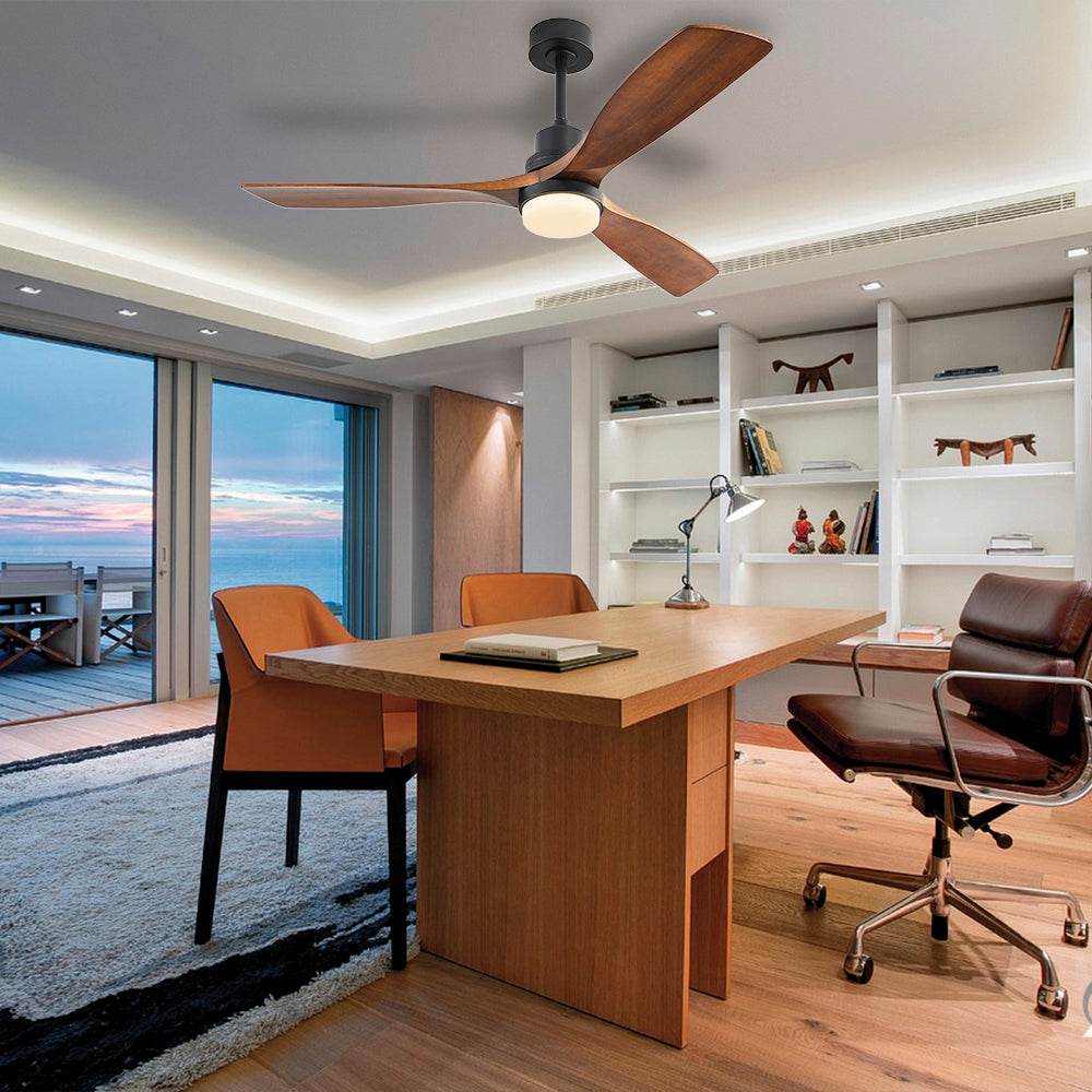 52″ Matt Black Ceiling Fan With Light