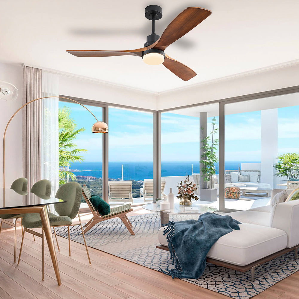 52″ Matt Black Ceiling Fan With Light