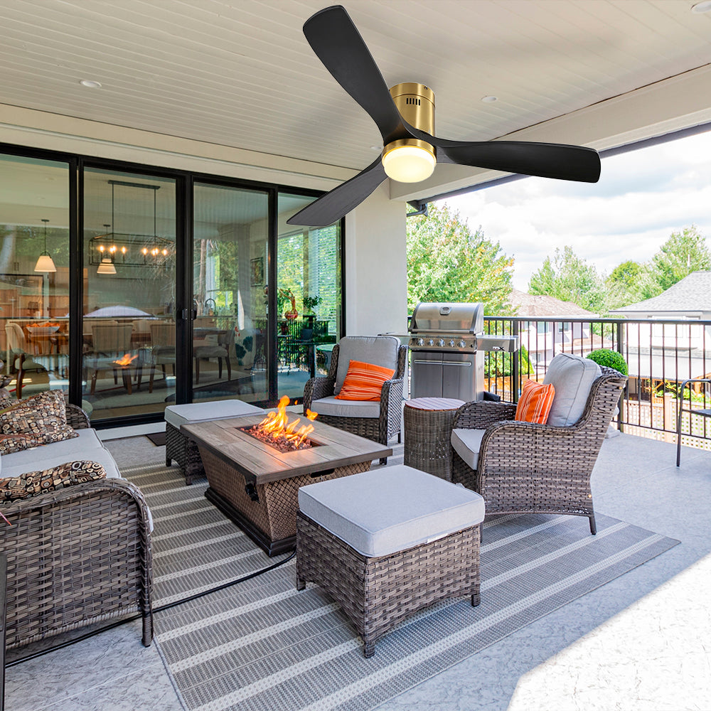 52″ Flush Mount Ceiling Fan With Light