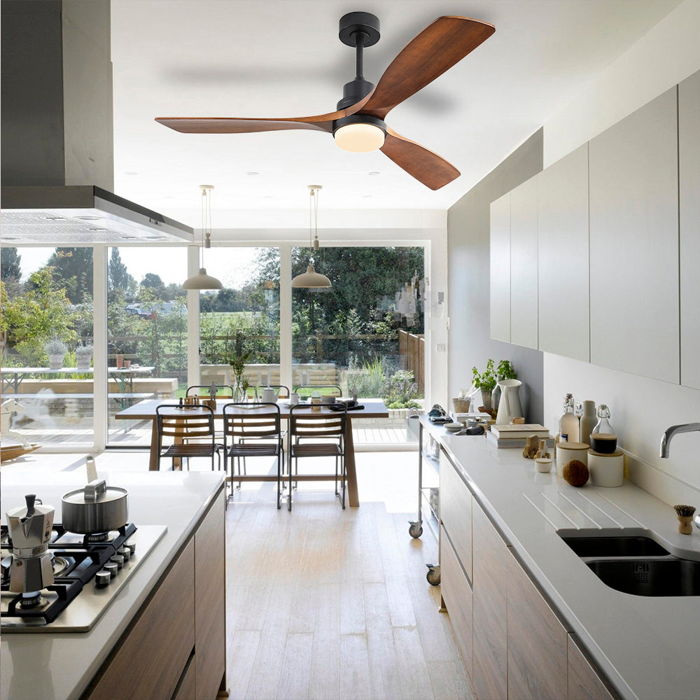 52″ Matt Black Ceiling Fan With Light