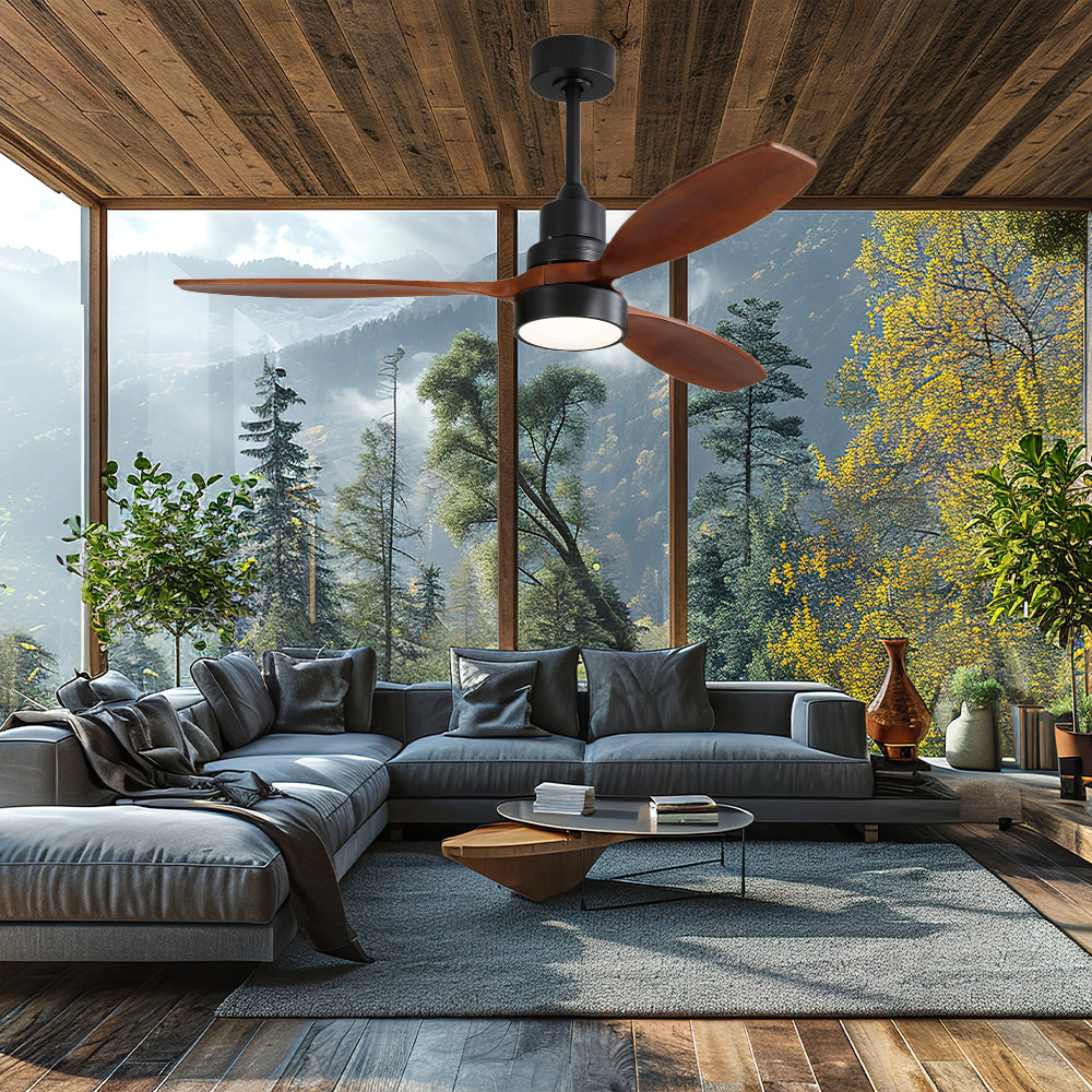 52″ Black Ceiling Fan With Light