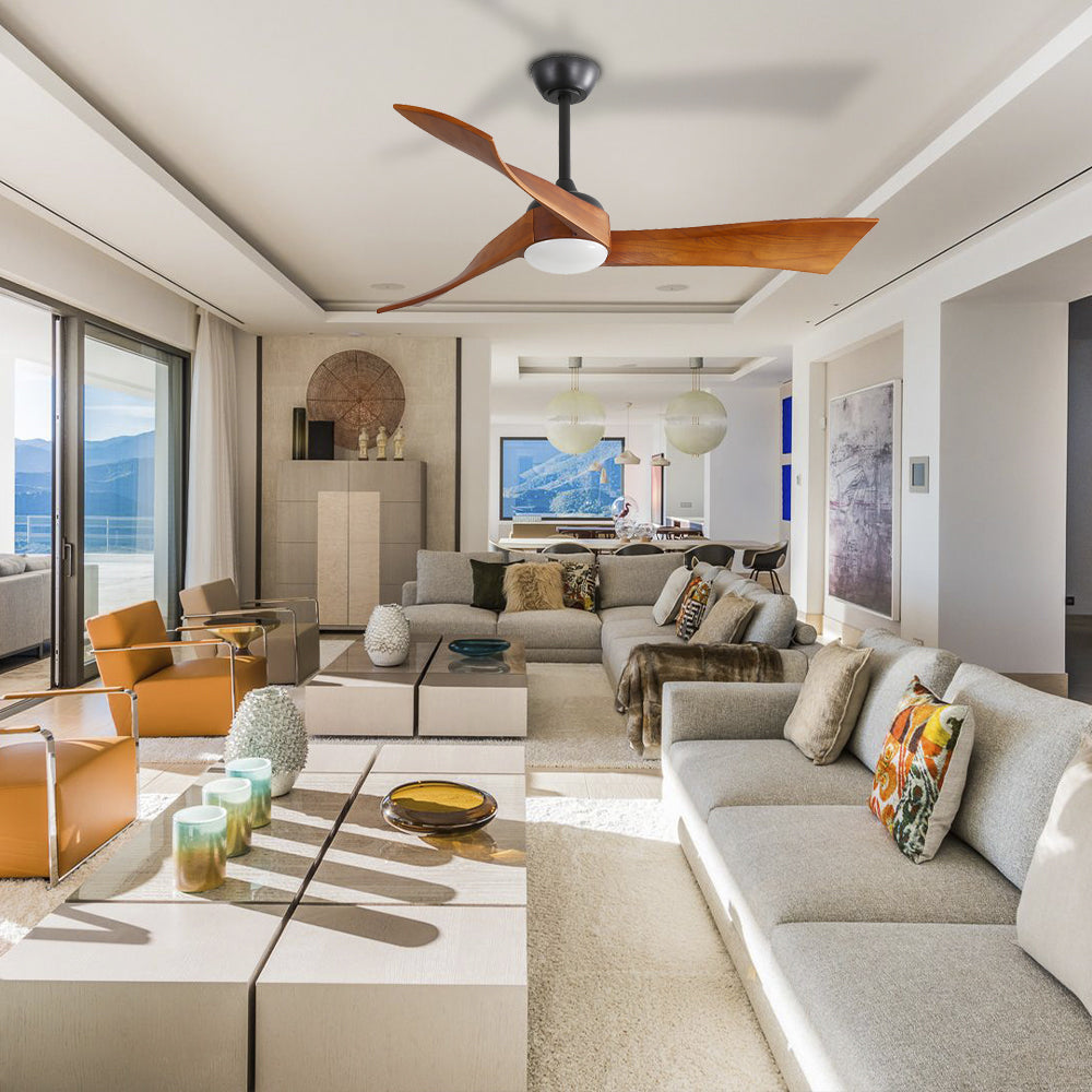 52″ Irregular Wood Ceiling Fan With Light