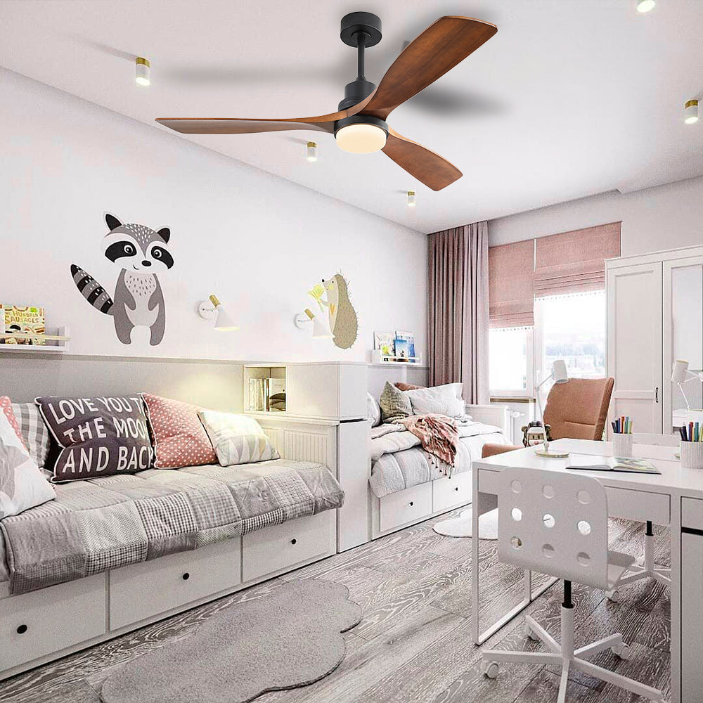 52″ Matt Black Ceiling Fan With Light