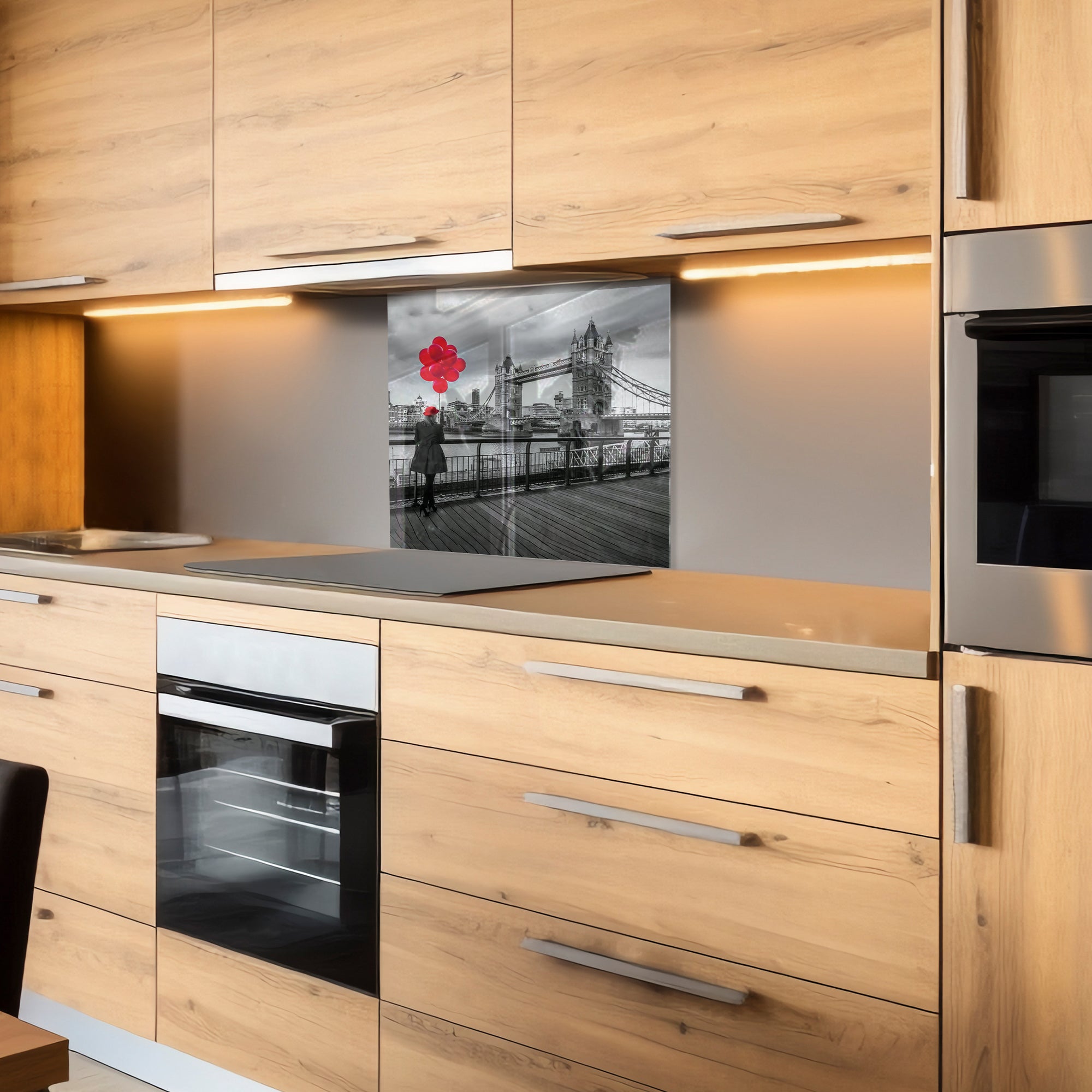 London Tower Bridge Glass Backsplash – Red Balloons Urban Kitchen Panel