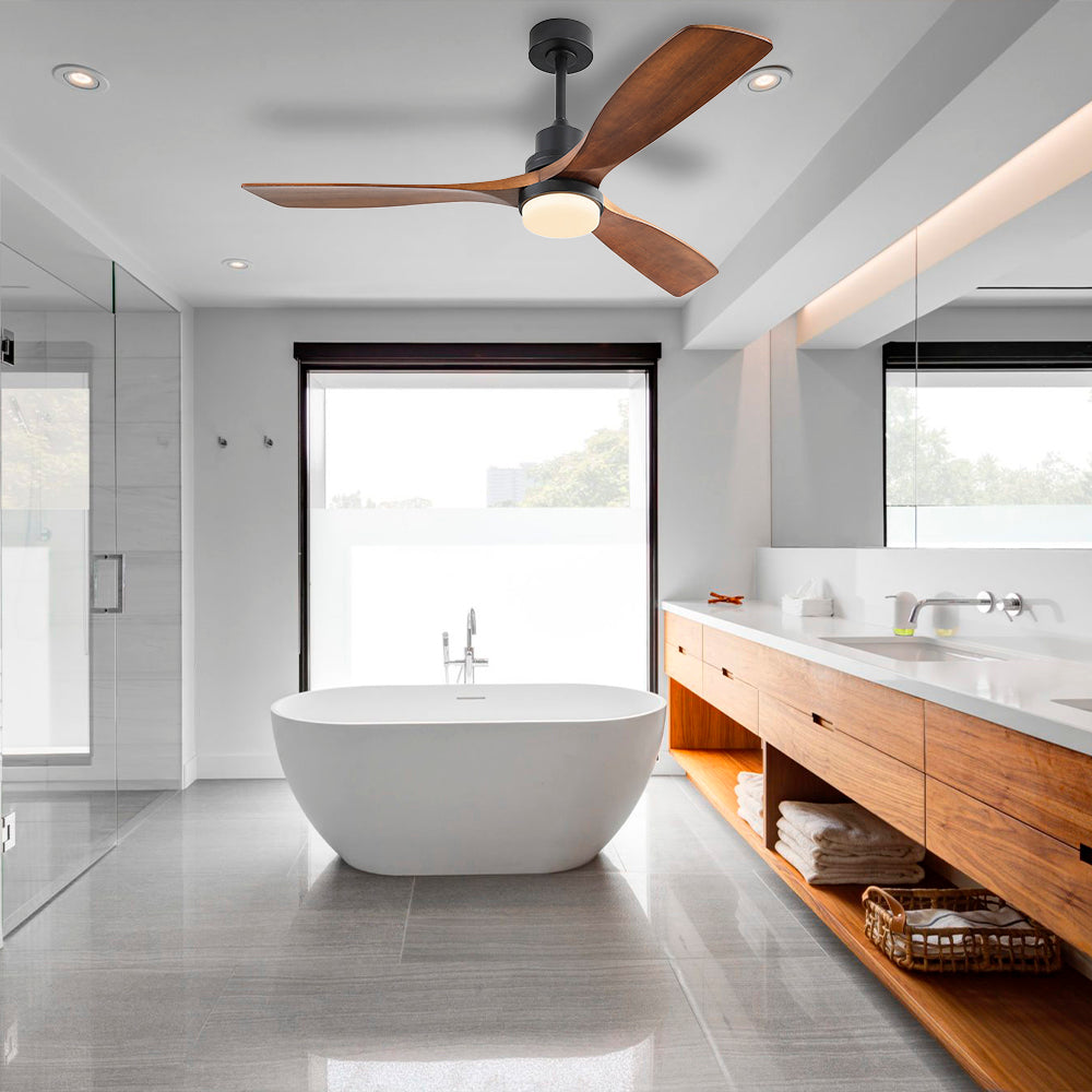 52″ Matt Black Ceiling Fan With Light