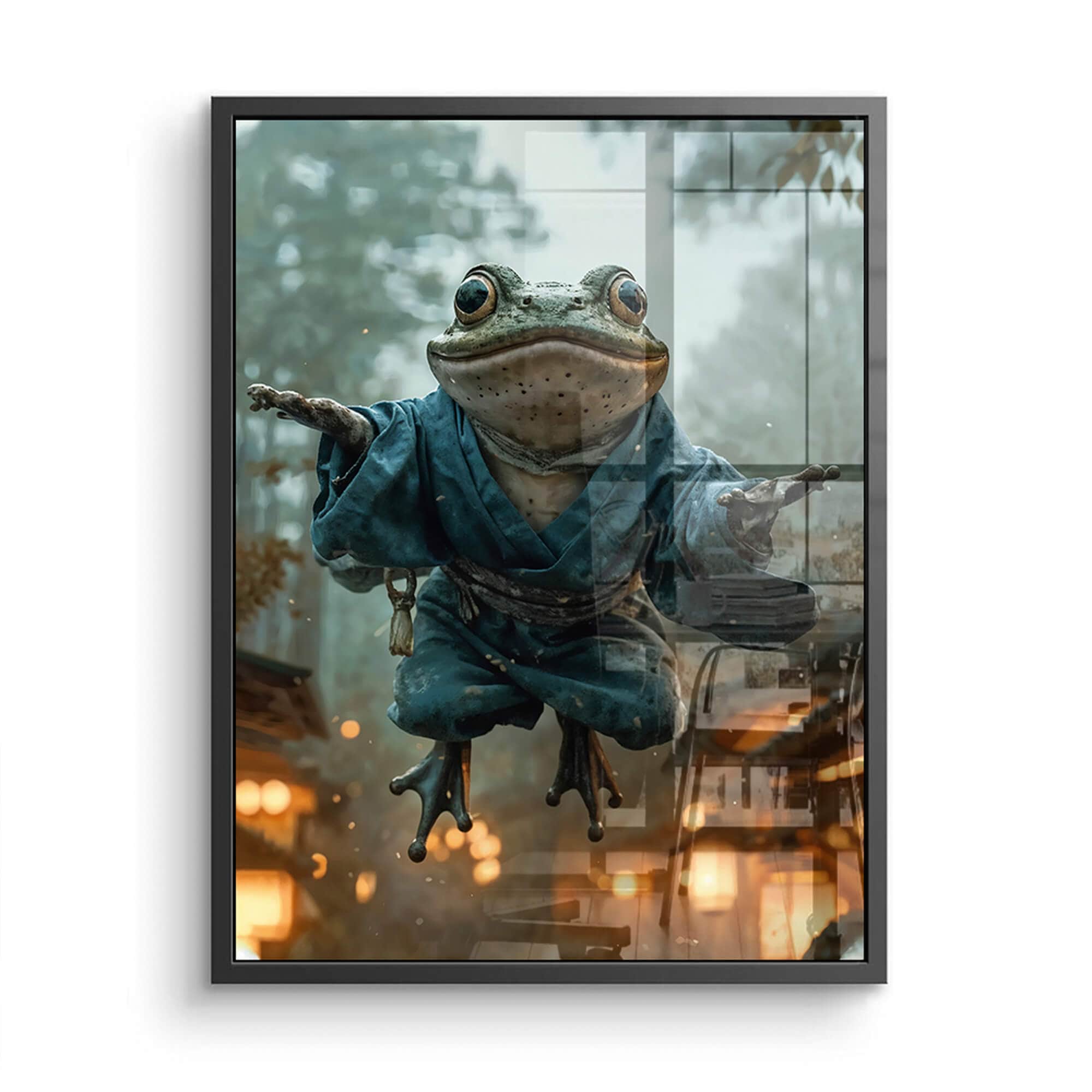 Anime Samurai Frog Wall Art - Japanese Fantasy Canvas Print for Home & Office Decor