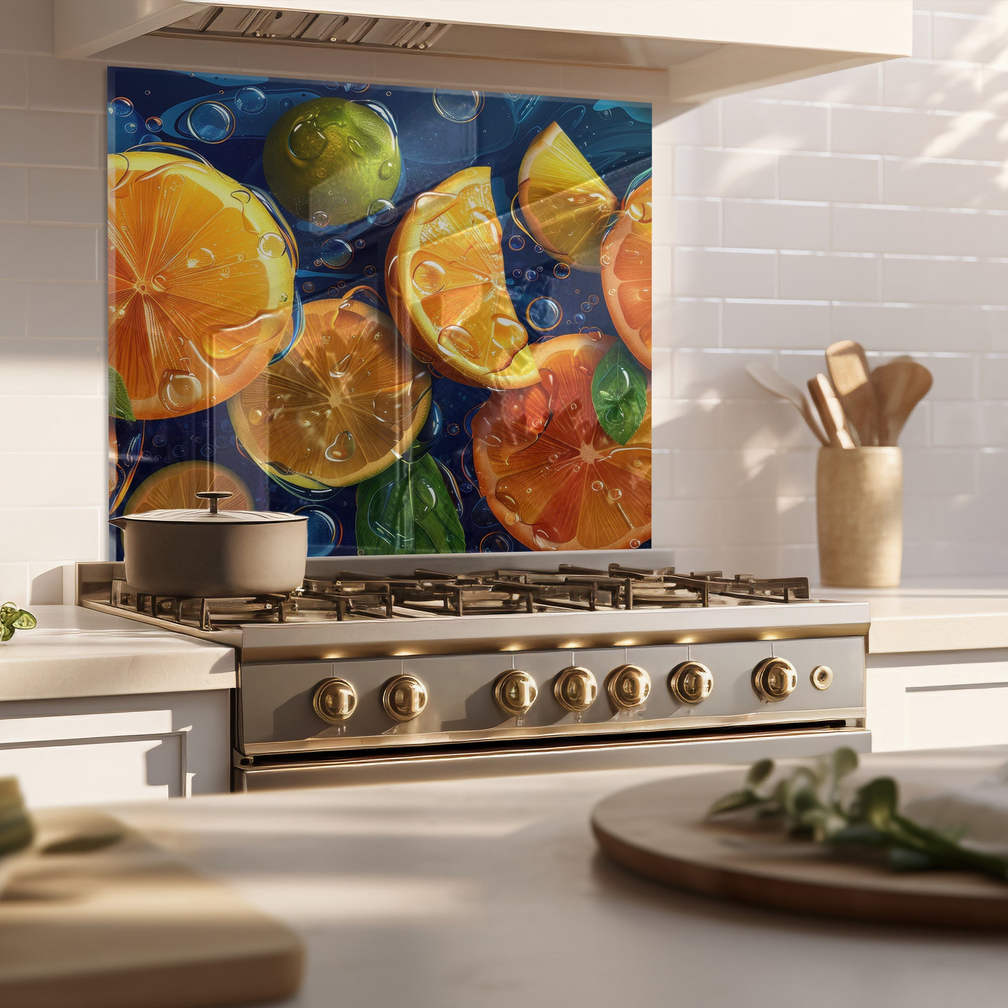 Citrus Splash – Tempered Glass Kitchen Backsplash