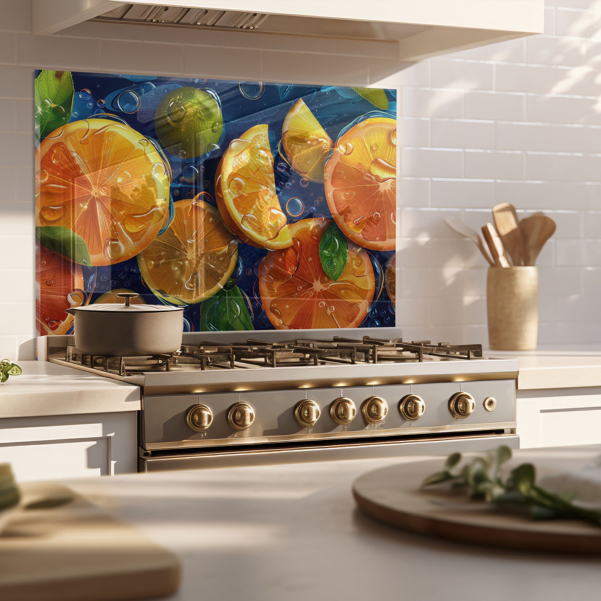 Citrus Splash – Tempered Glass Kitchen Backsplash