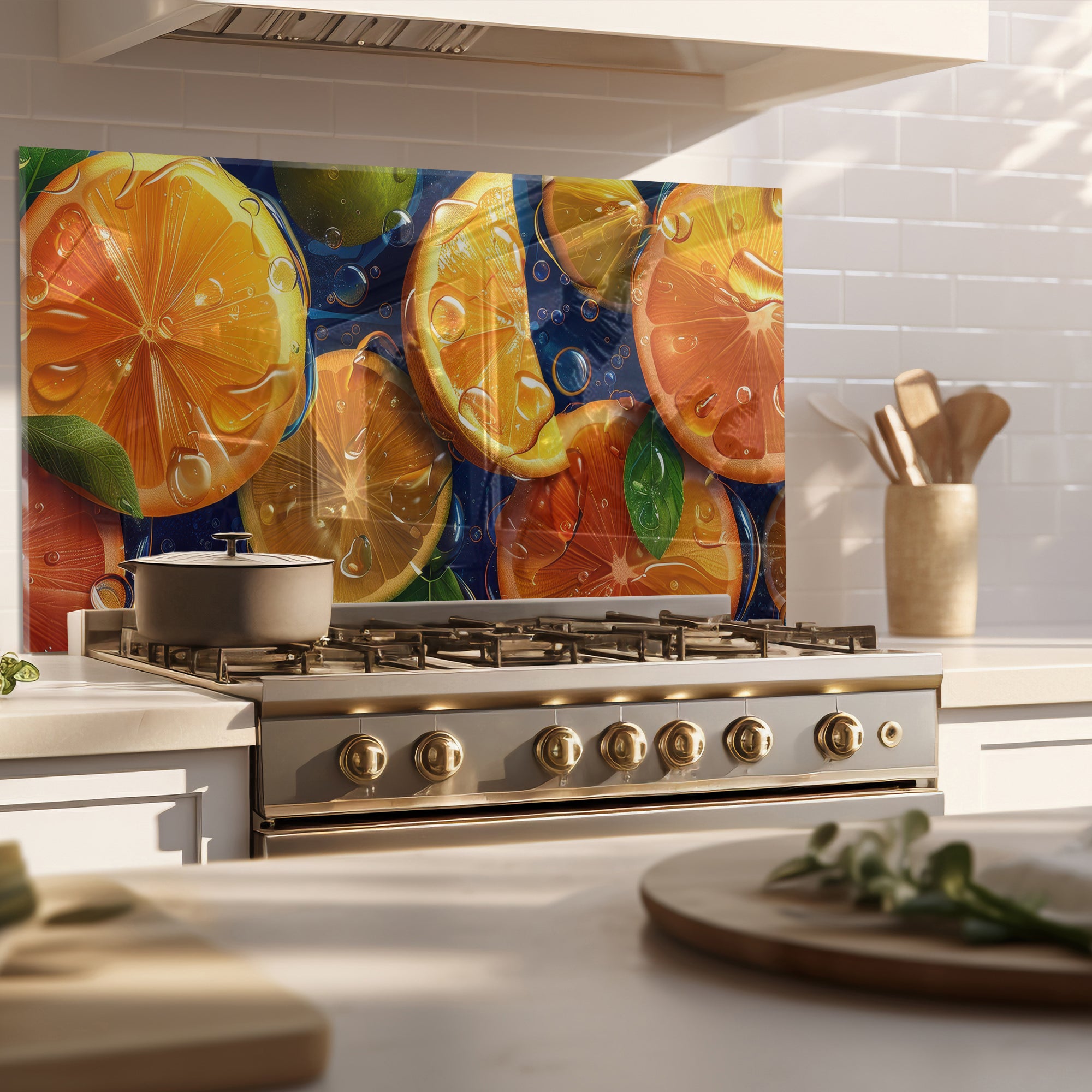 Citrus Splash – Tempered Glass Kitchen Backsplash
