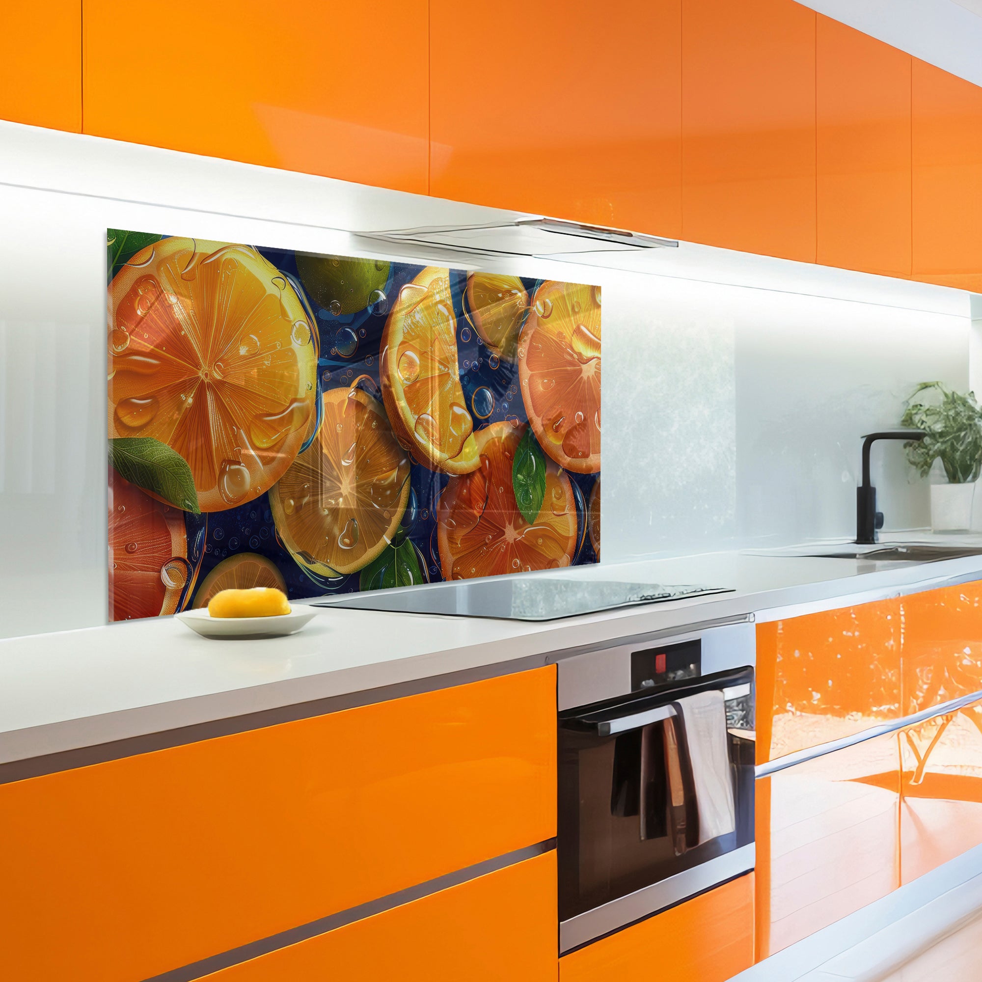 Citrus Splash – Tempered Glass Kitchen Backsplash