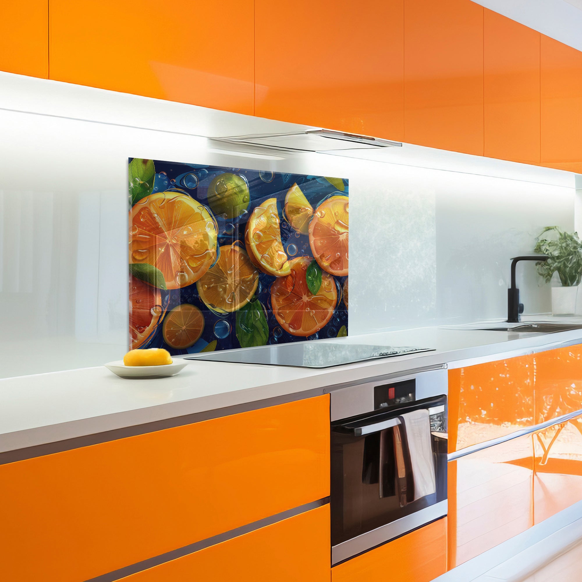 Citrus Splash – Tempered Glass Kitchen Backsplash