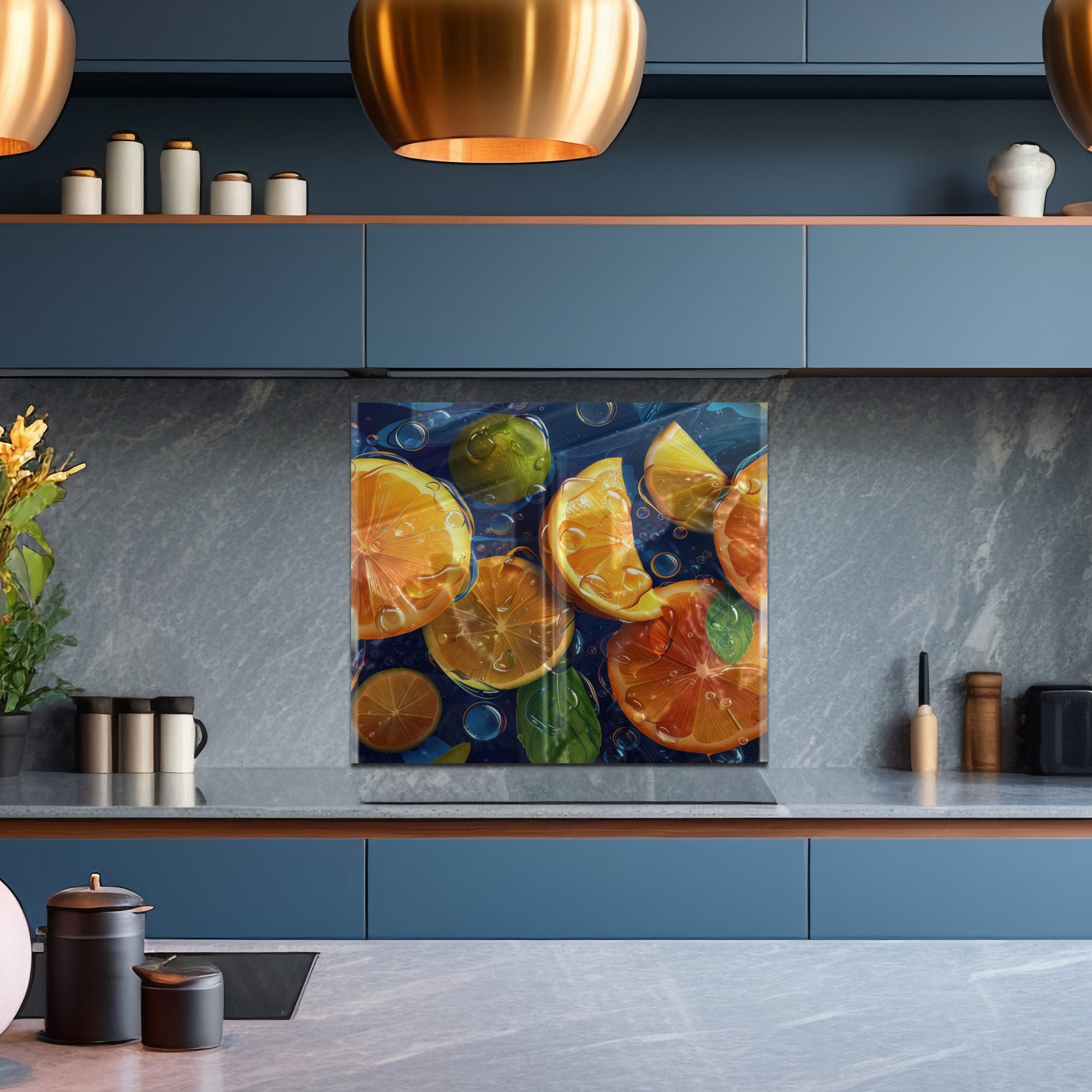Citrus Splash – Tempered Glass Kitchen Backsplash