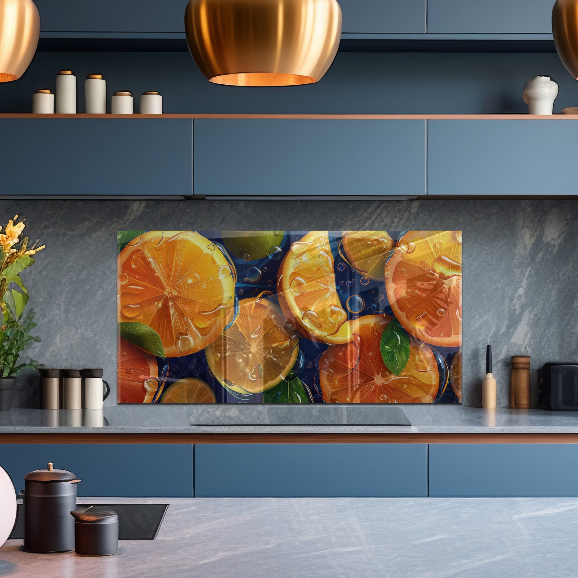 Citrus Splash – Tempered Glass Kitchen Backsplash