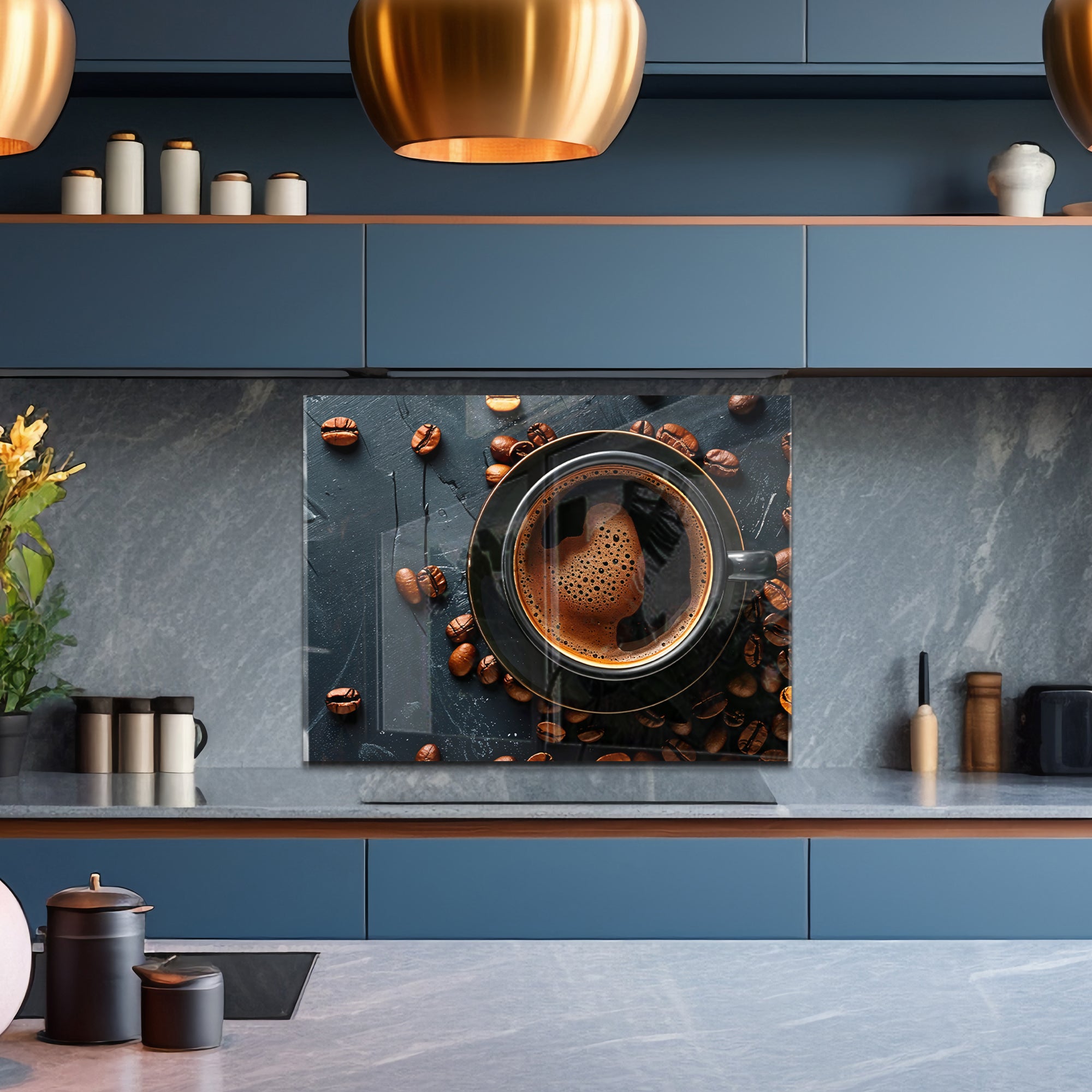 Coffee Aroma – Tempered Glass Backsplash Panel for Kitchen