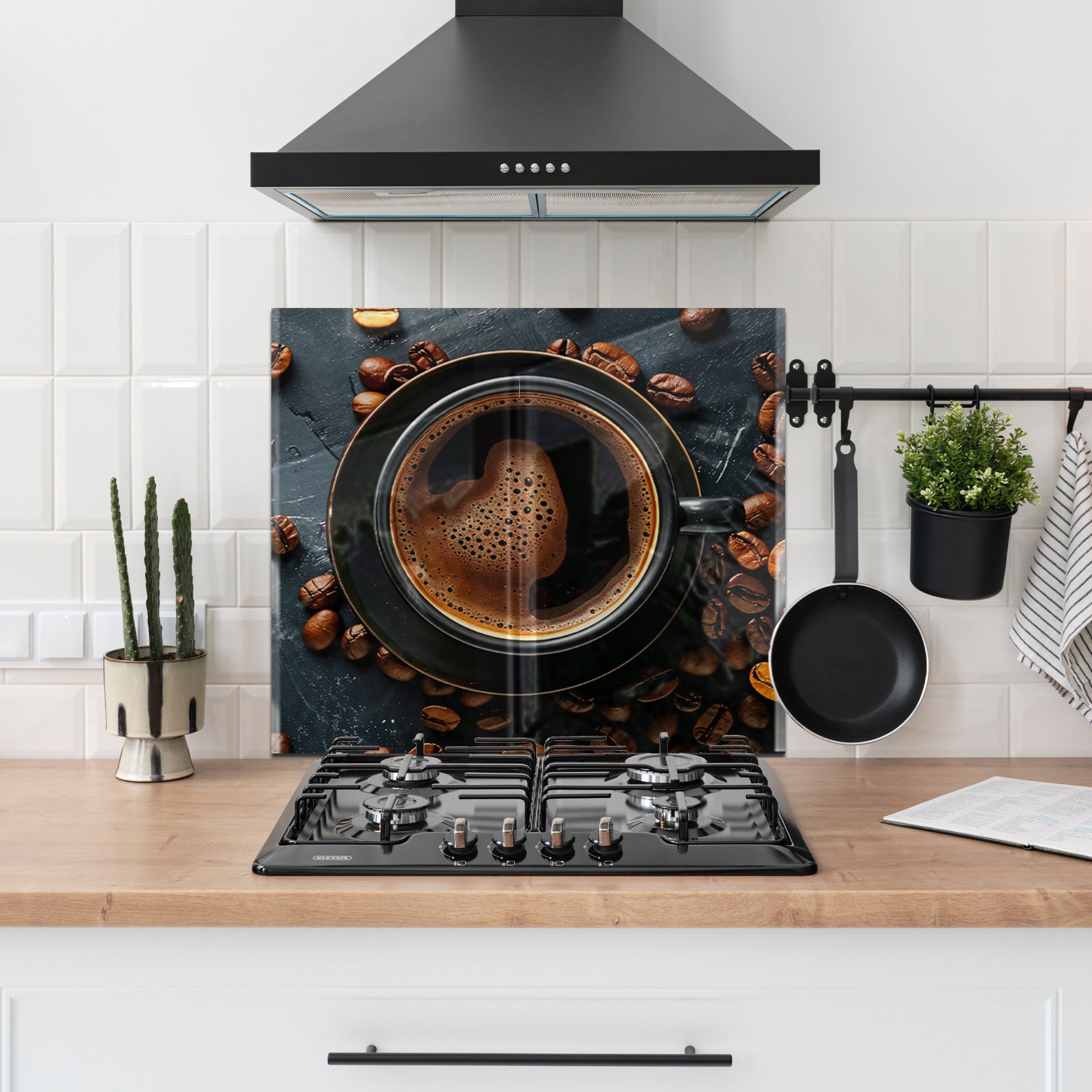 Coffee Aroma – Tempered Glass Backsplash Panel for Kitchen