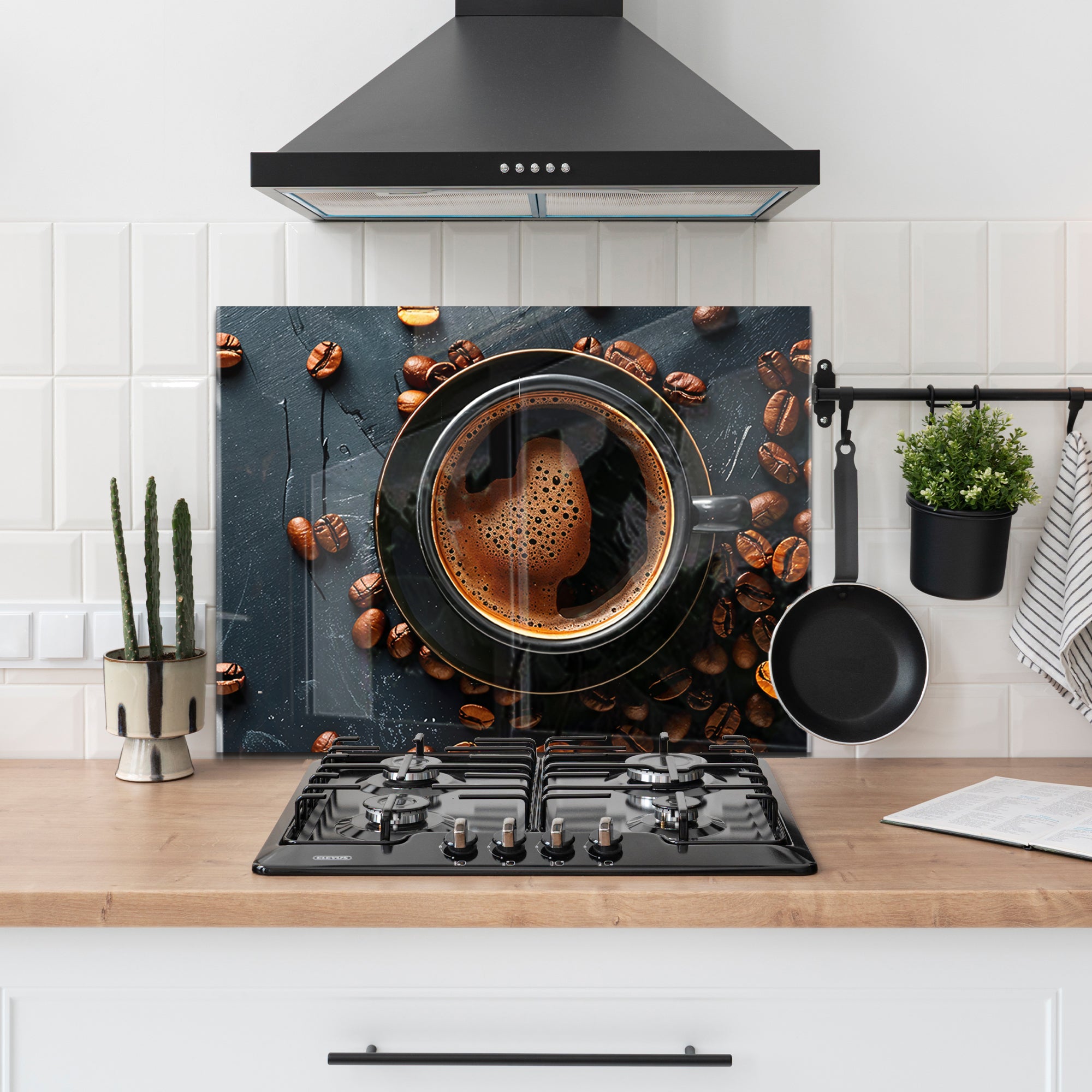 Coffee Aroma – Tempered Glass Backsplash Panel for Kitchen