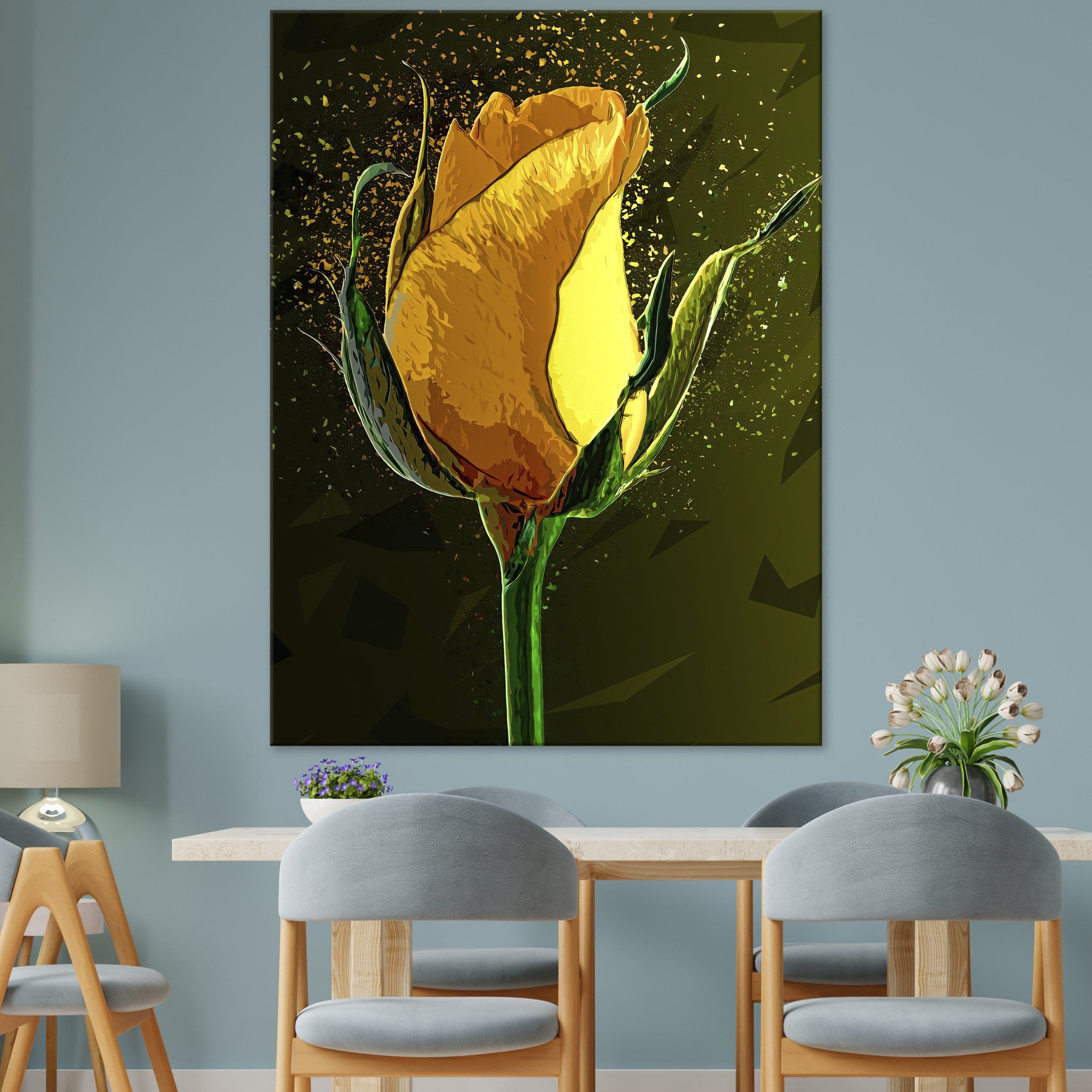 Colored yellow rose Canvas