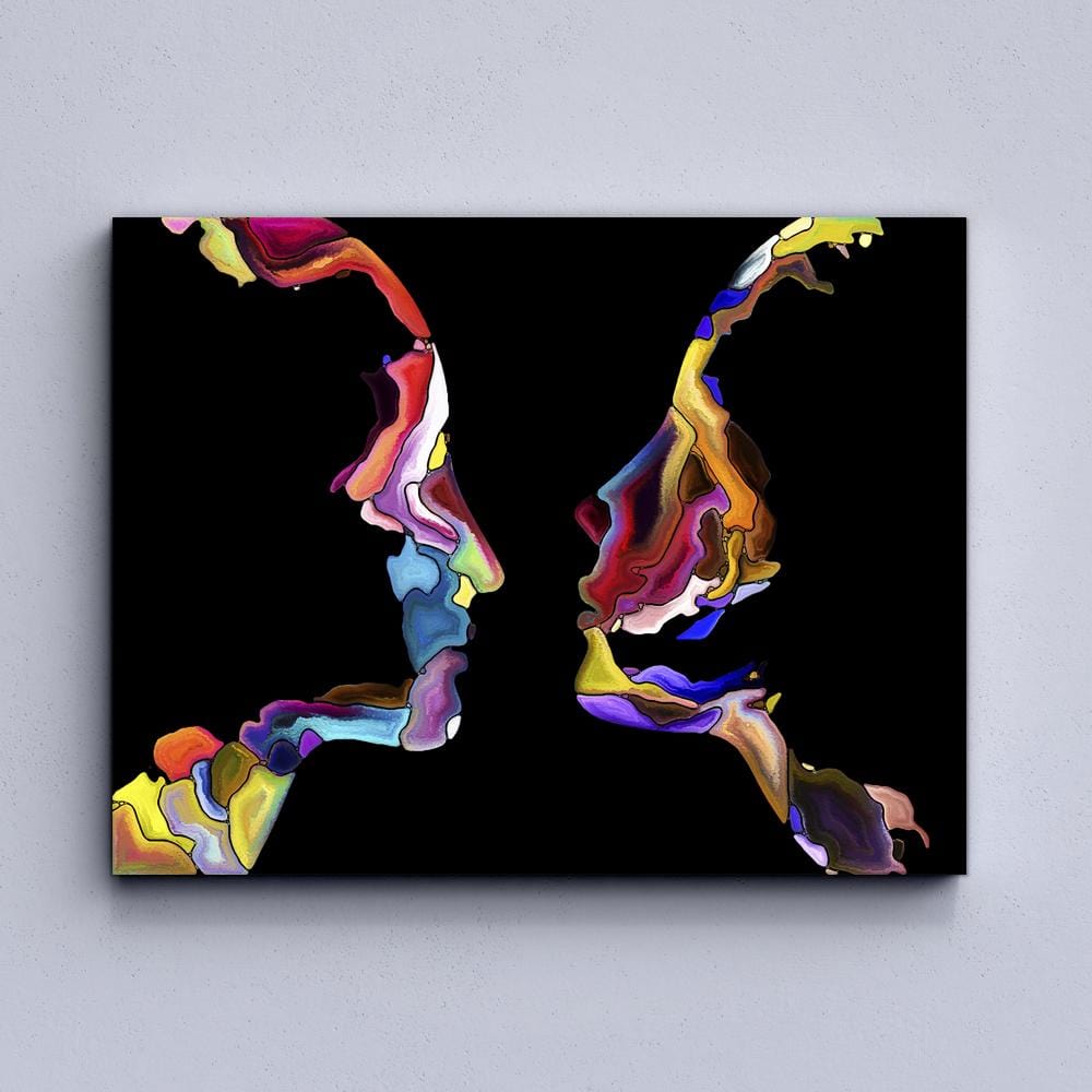 Colorful Human Face Shapes Canvas