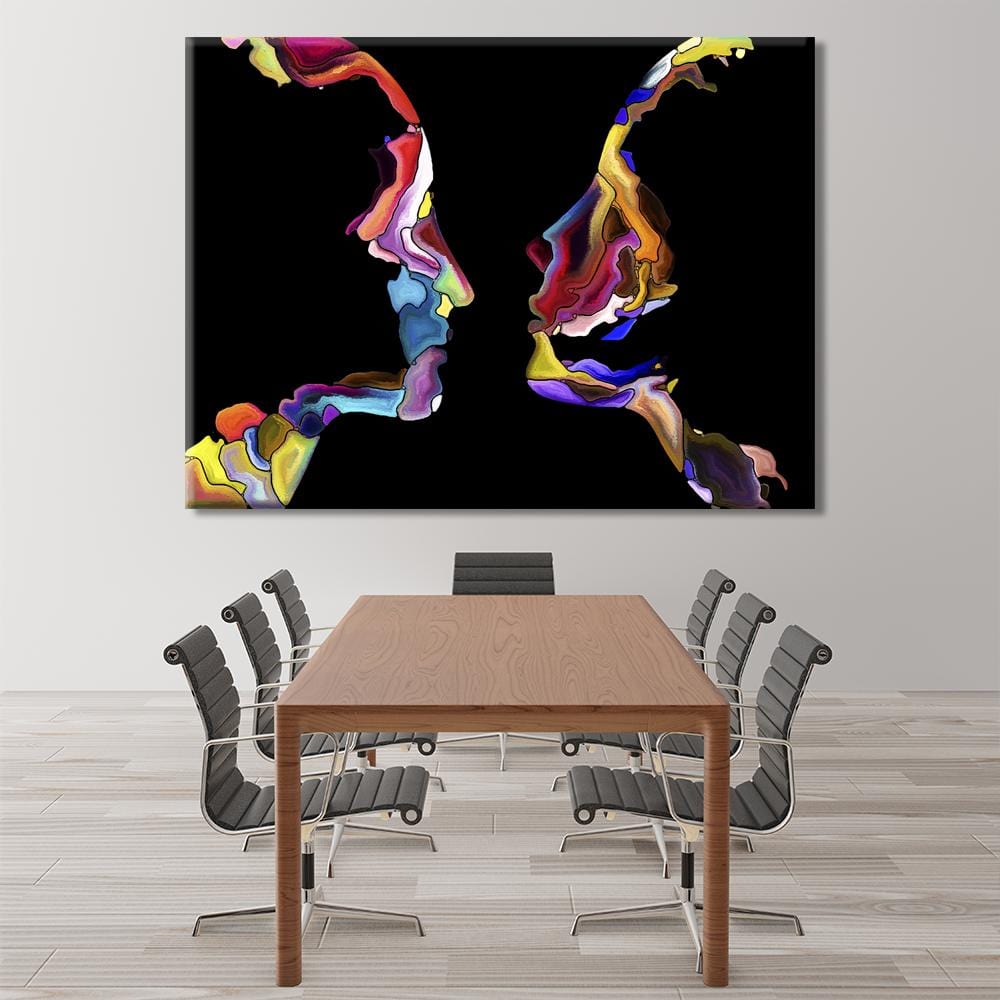 Colorful Human Face Shapes Canvas