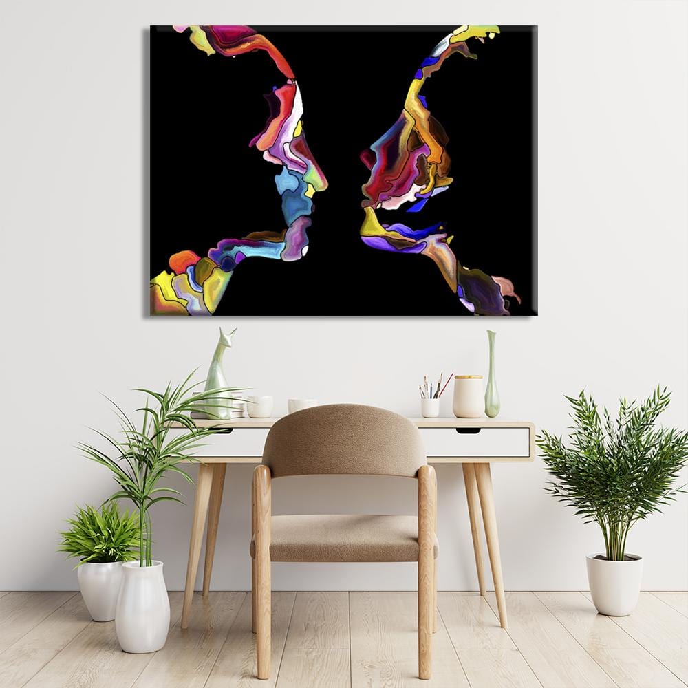 Colorful Human Face Shapes Canvas