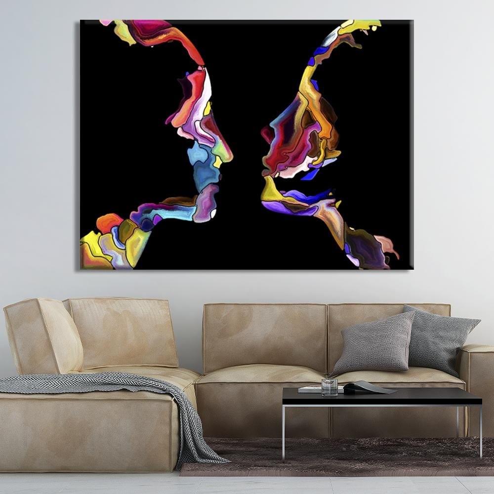 Colorful Human Face Shapes Canvas