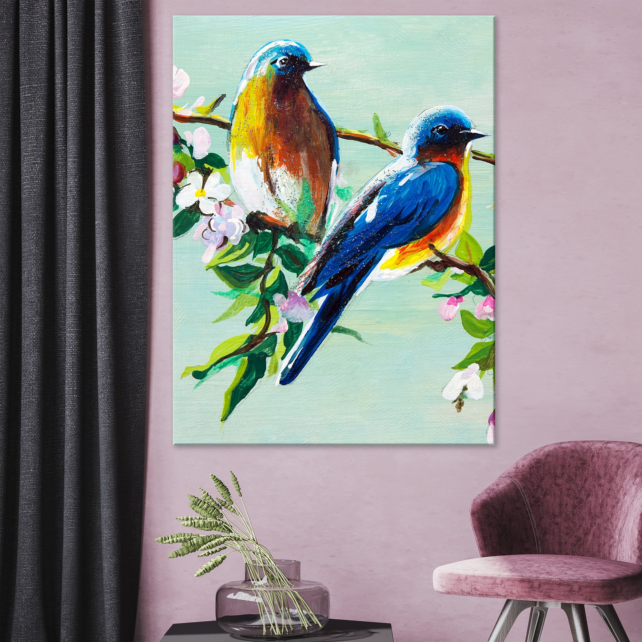 Daisy Blue Birds Canvas