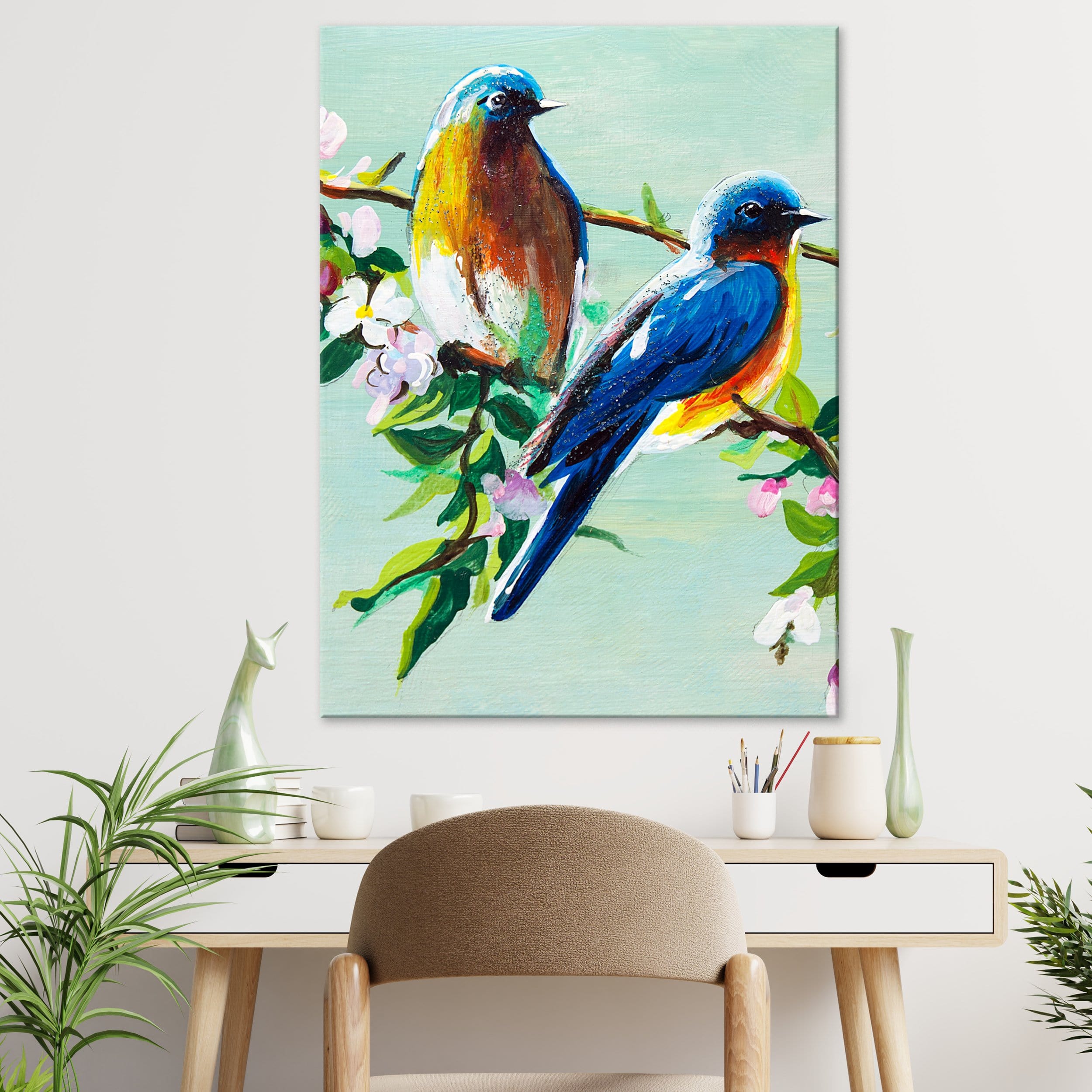 Daisy Blue Birds Canvas