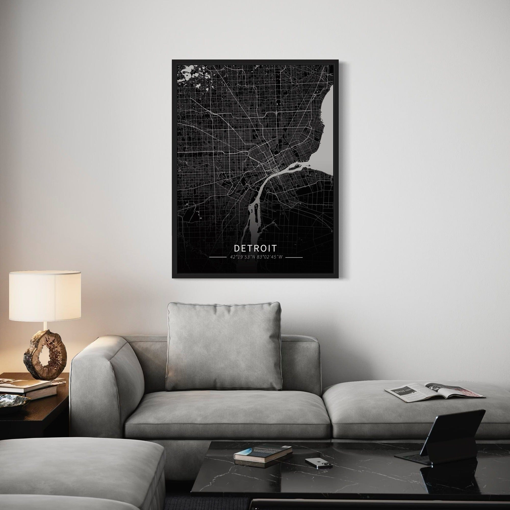 Detroit City Map Canvas