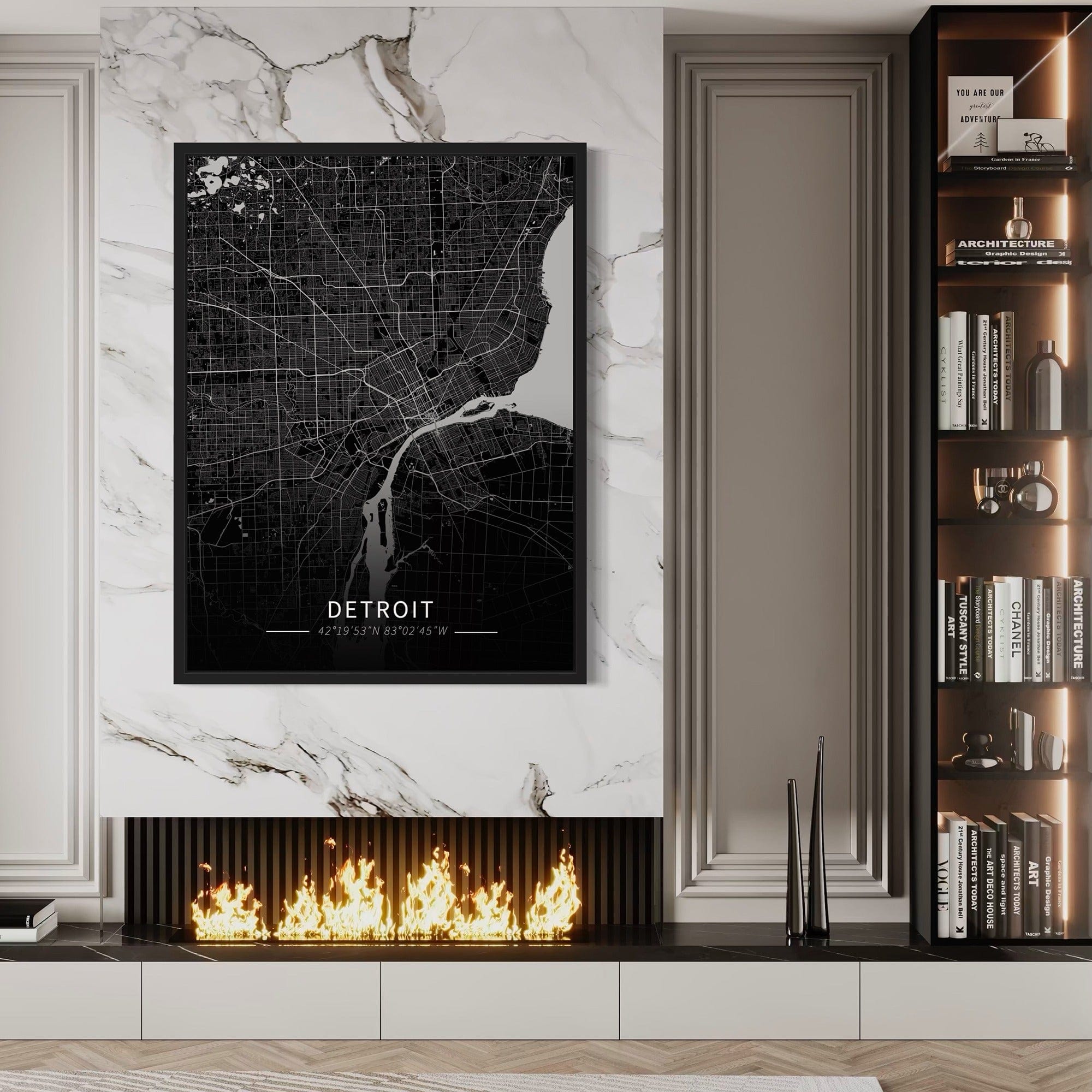 Detroit City Map Canvas