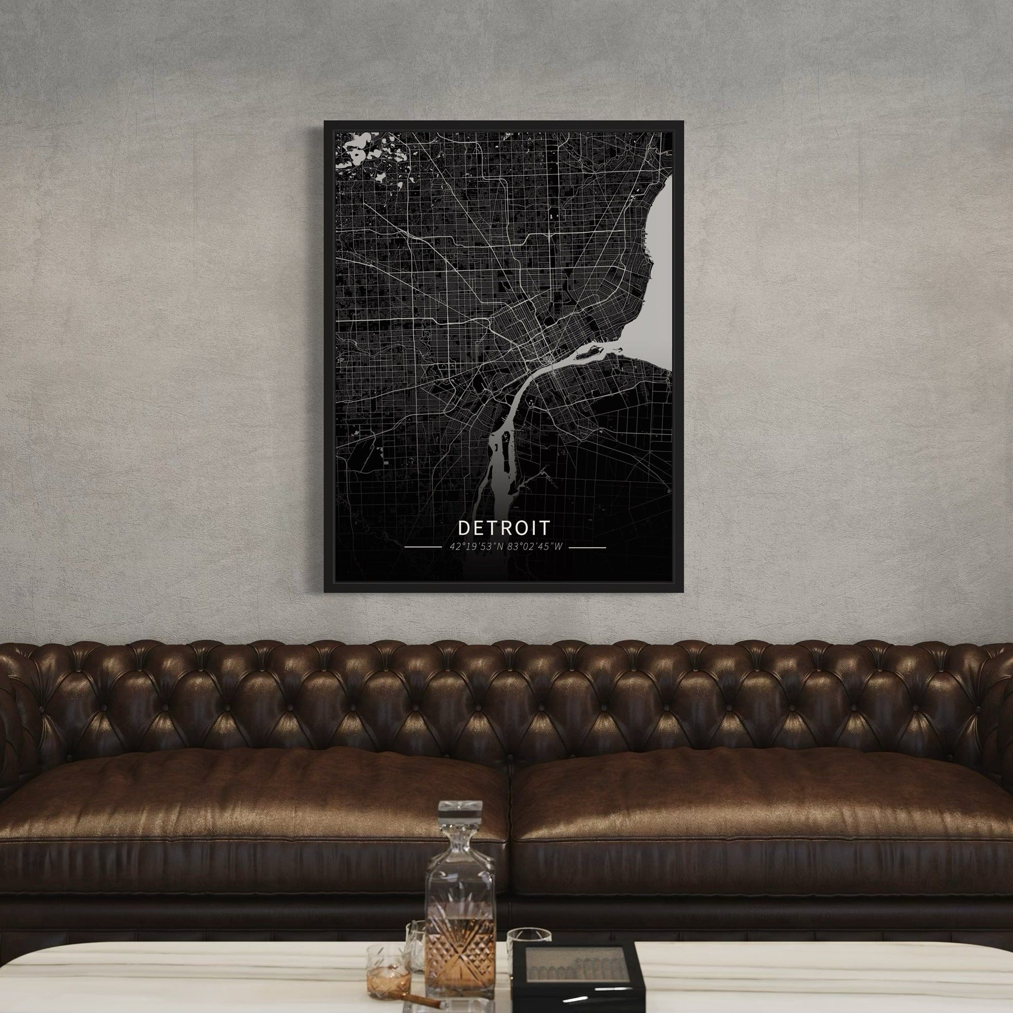 Detroit City Map Canvas