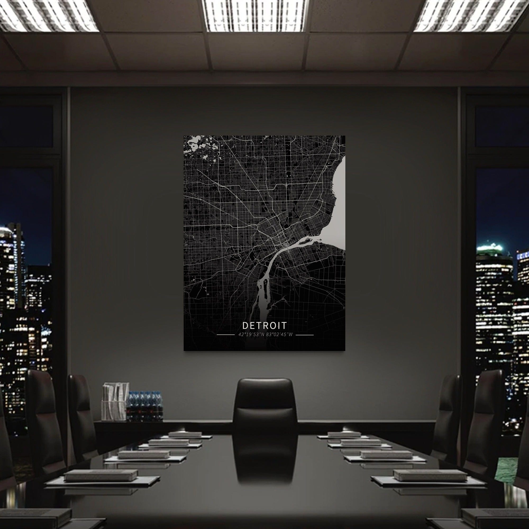 Detroit City Map Canvas